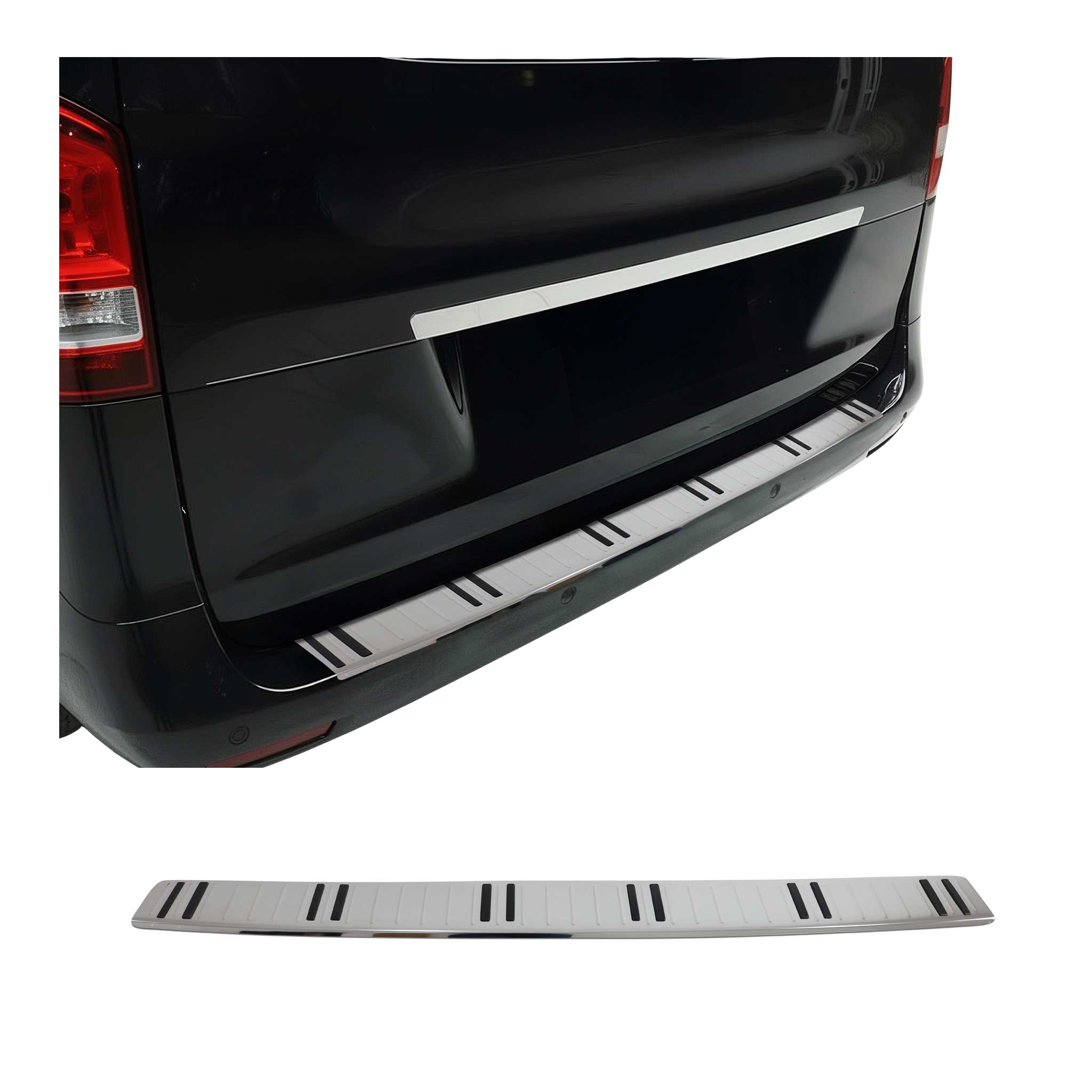 2016-2024 Mercedes Metris Rear Bumper Guard Stainless Steel Glossy with Plastic