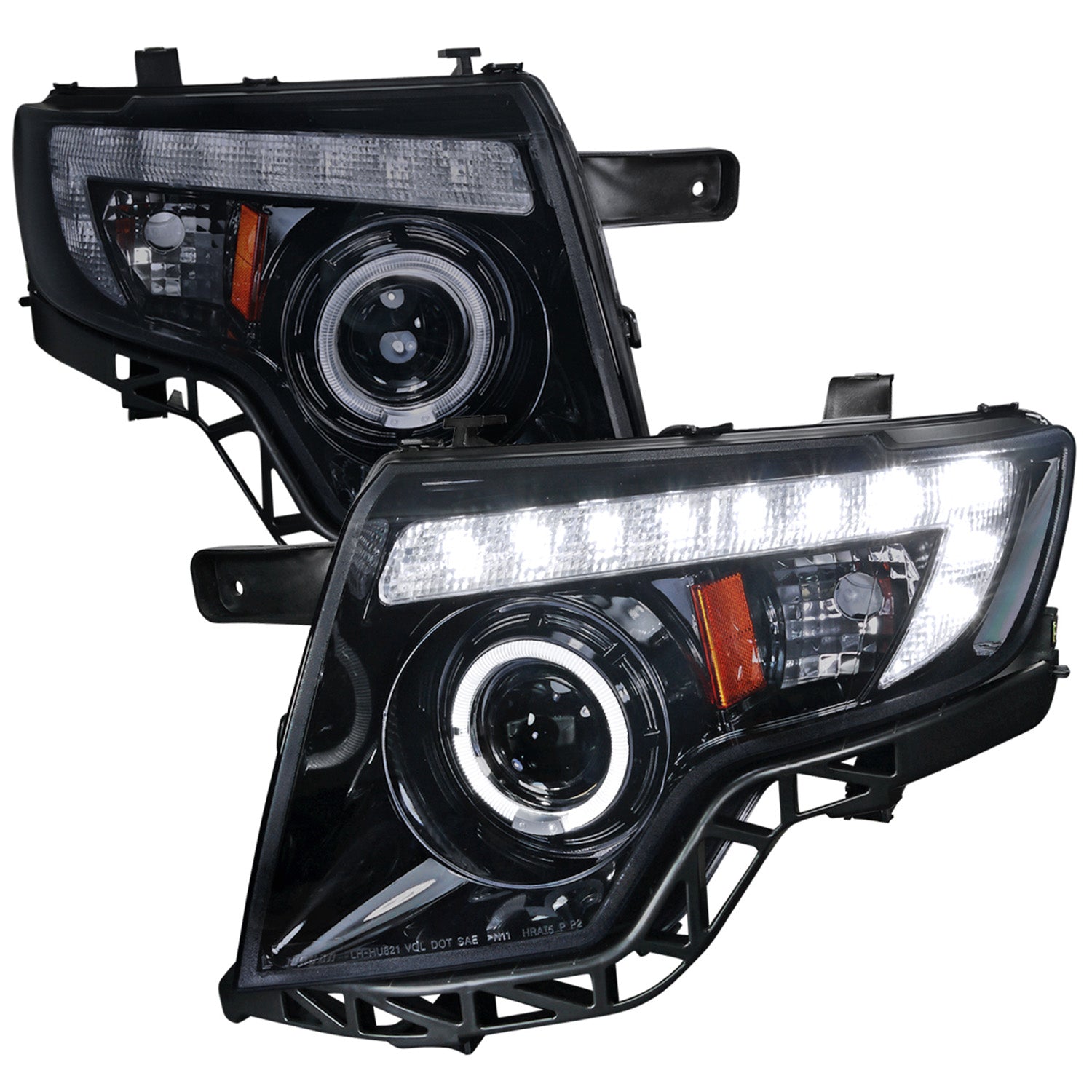 2007-2010 Ford Edge Halo Projector Headlights LED Light Glossy Black/Smoke