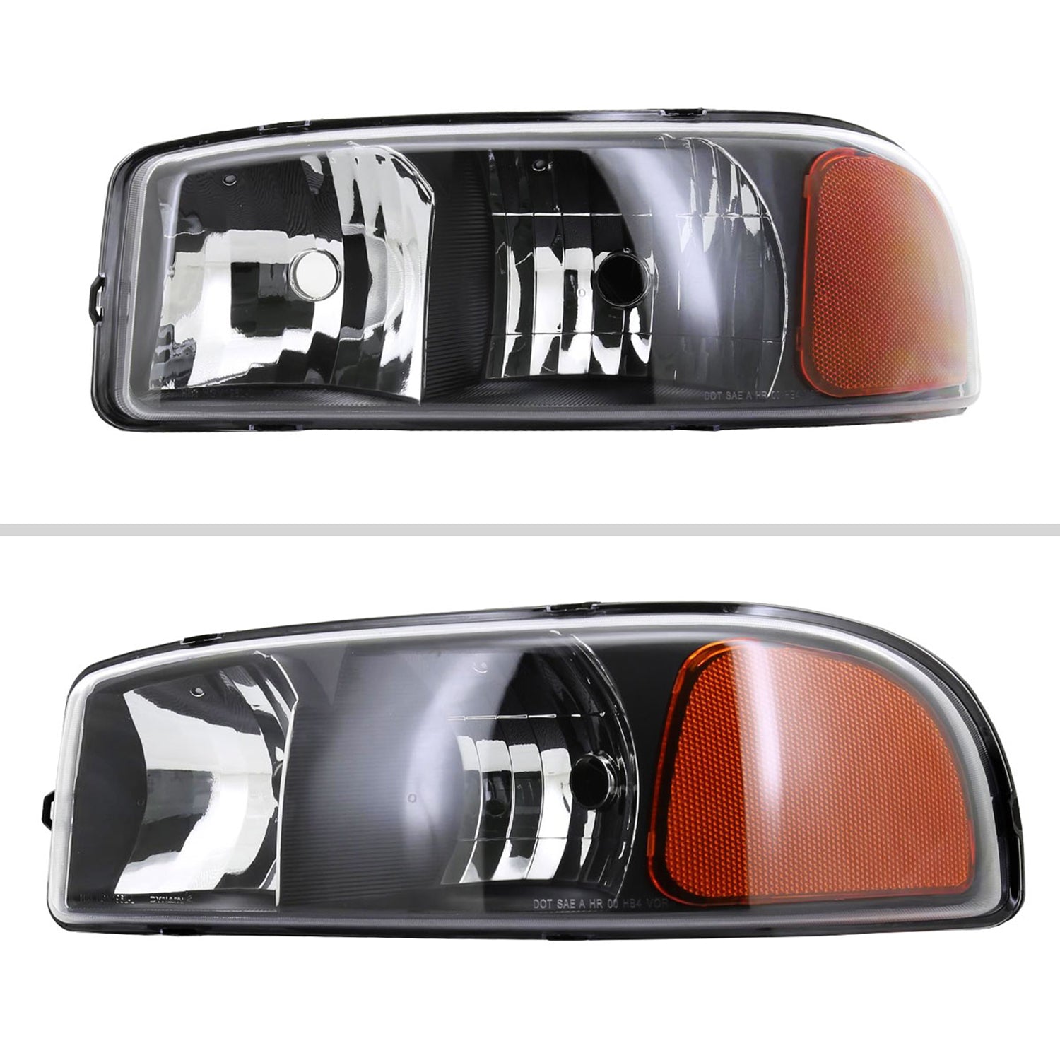 1999-2006 GMC Sierra/Yukon/Yukon XL Headlights Amber Reflector Black