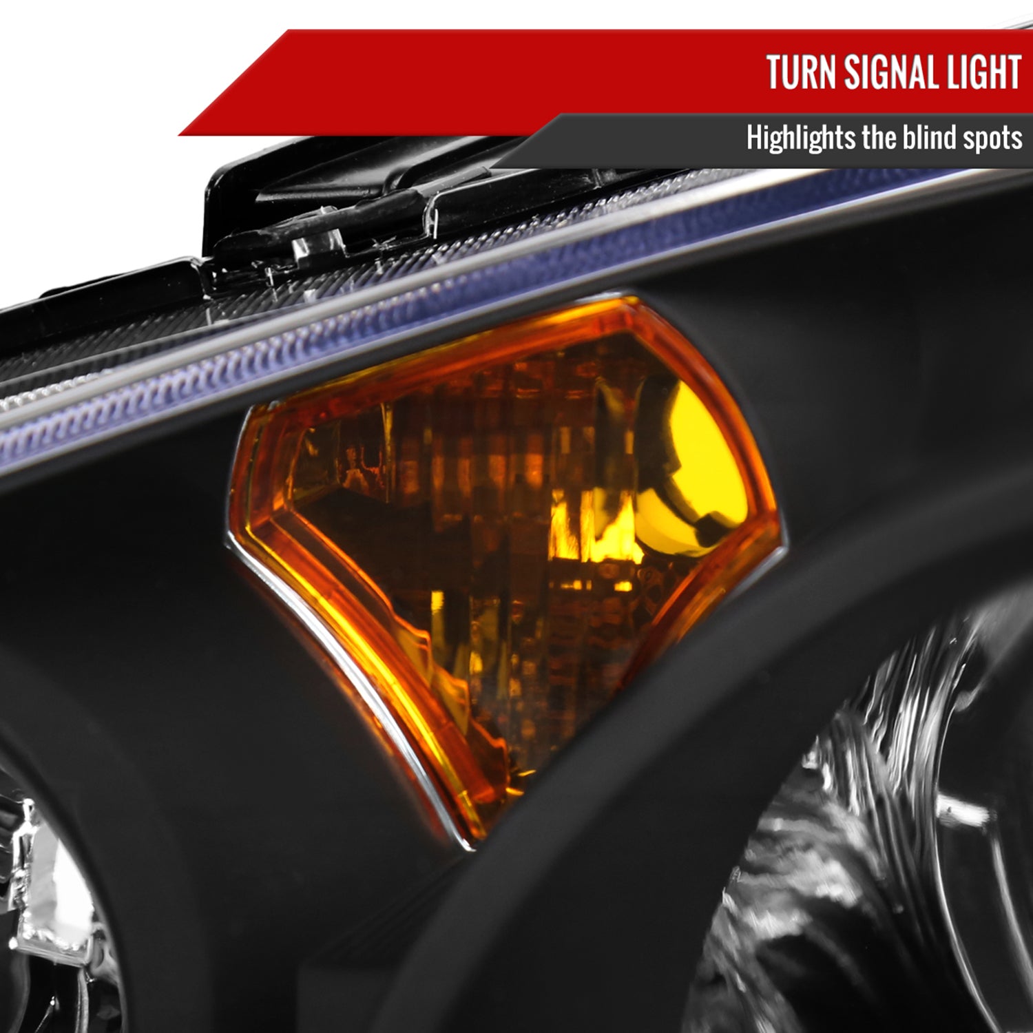 2002-2004 Acura RSX Retro Projector Headlights Amber Reflectors Matt Black