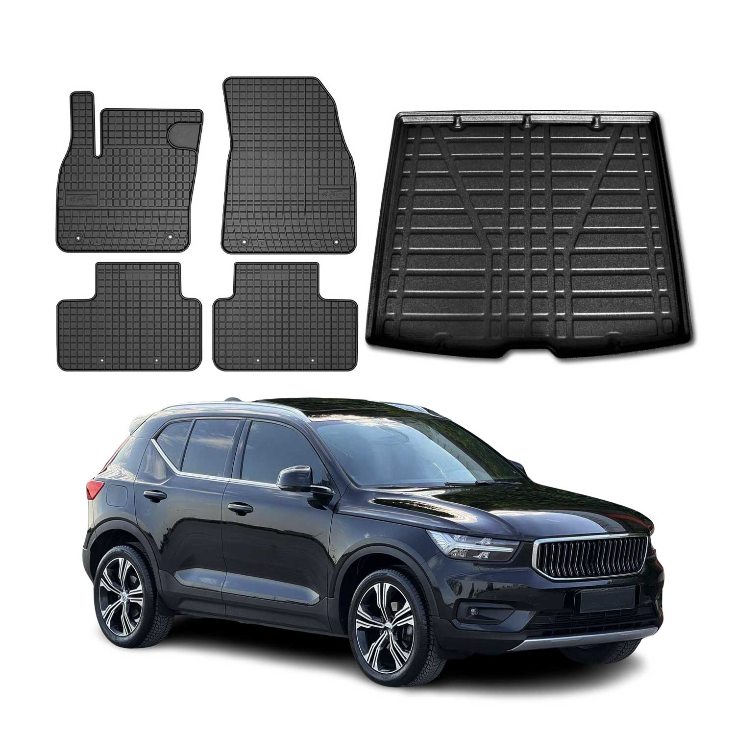 2019-2026 Volvo XC40 Floor Mats & Cargo Liner Full Set All Weather Black