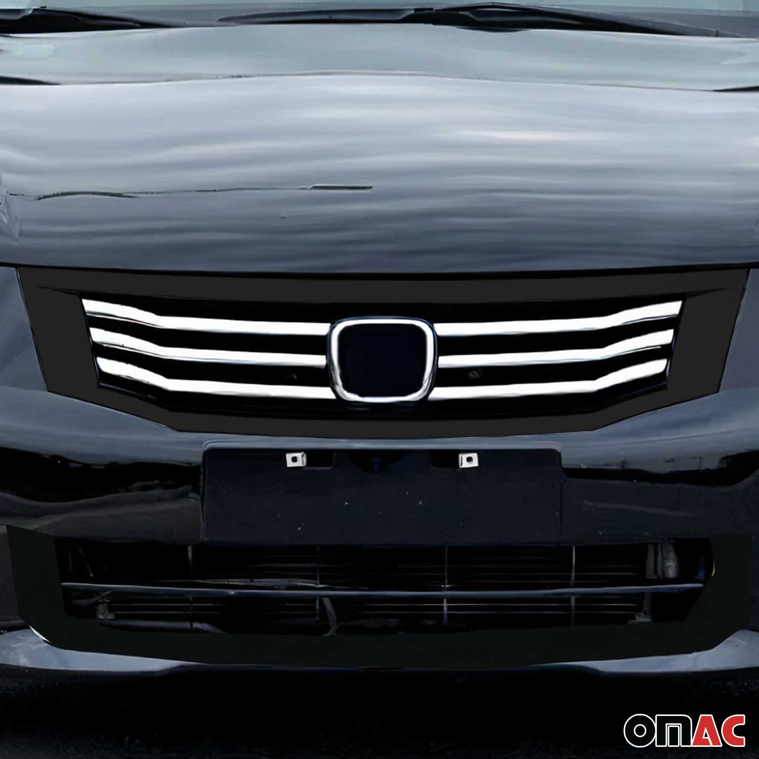 2008-2011 Honda Accord Sedan Front Bumper Grill Trim Molding Silver 6 Pcs