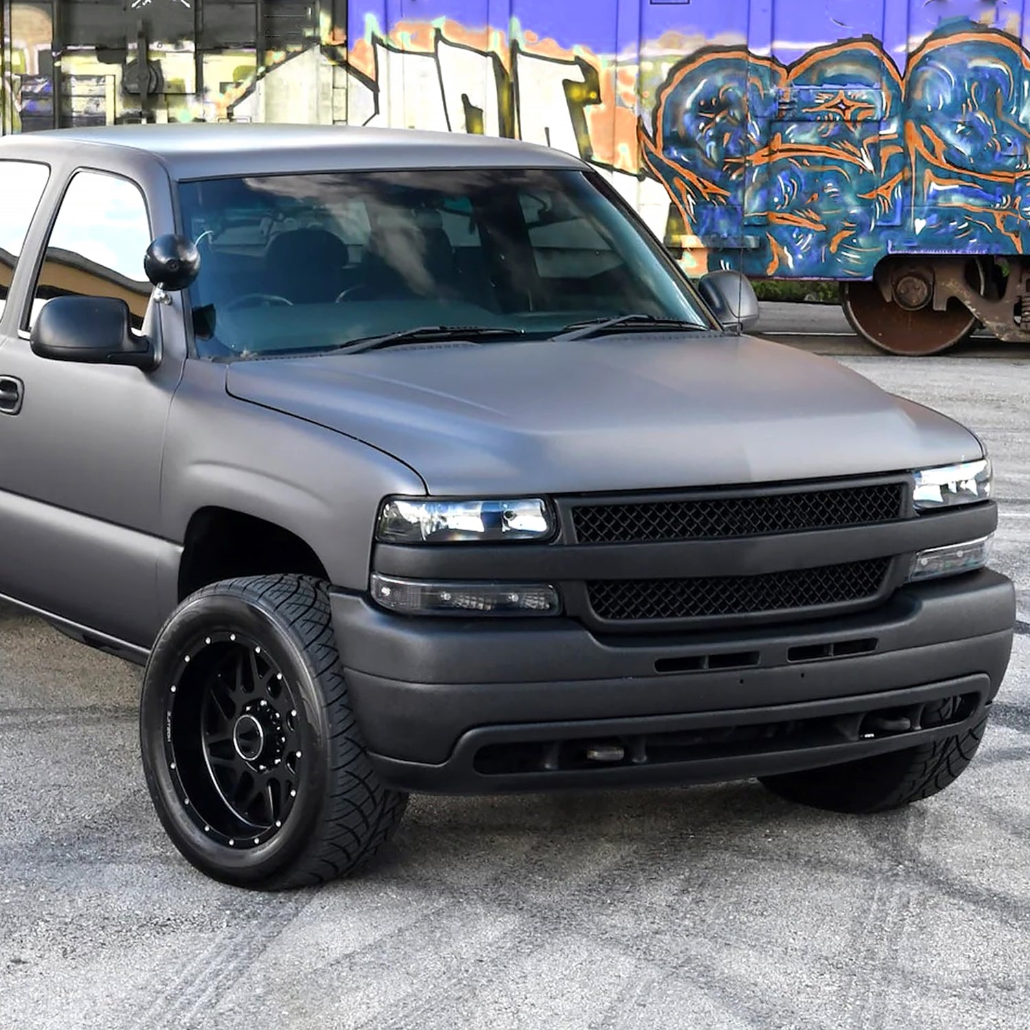 1999-2006 Chevy Silverado/Tahoe/Suburban Factory Headlights Matt Black/Clear