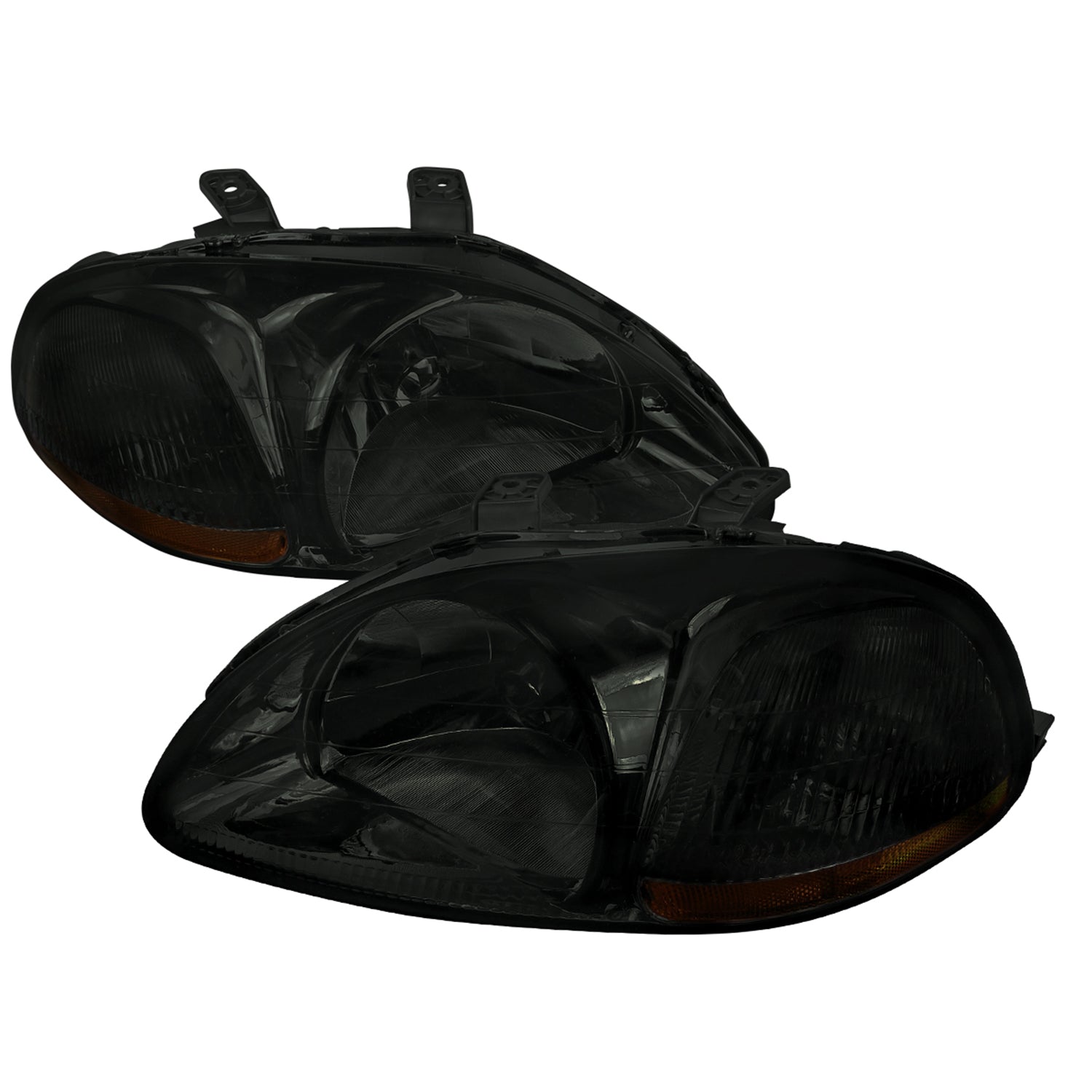 1996-1998 Honda Civic Crystal Headlights Chrome Housing/Smoke Lens