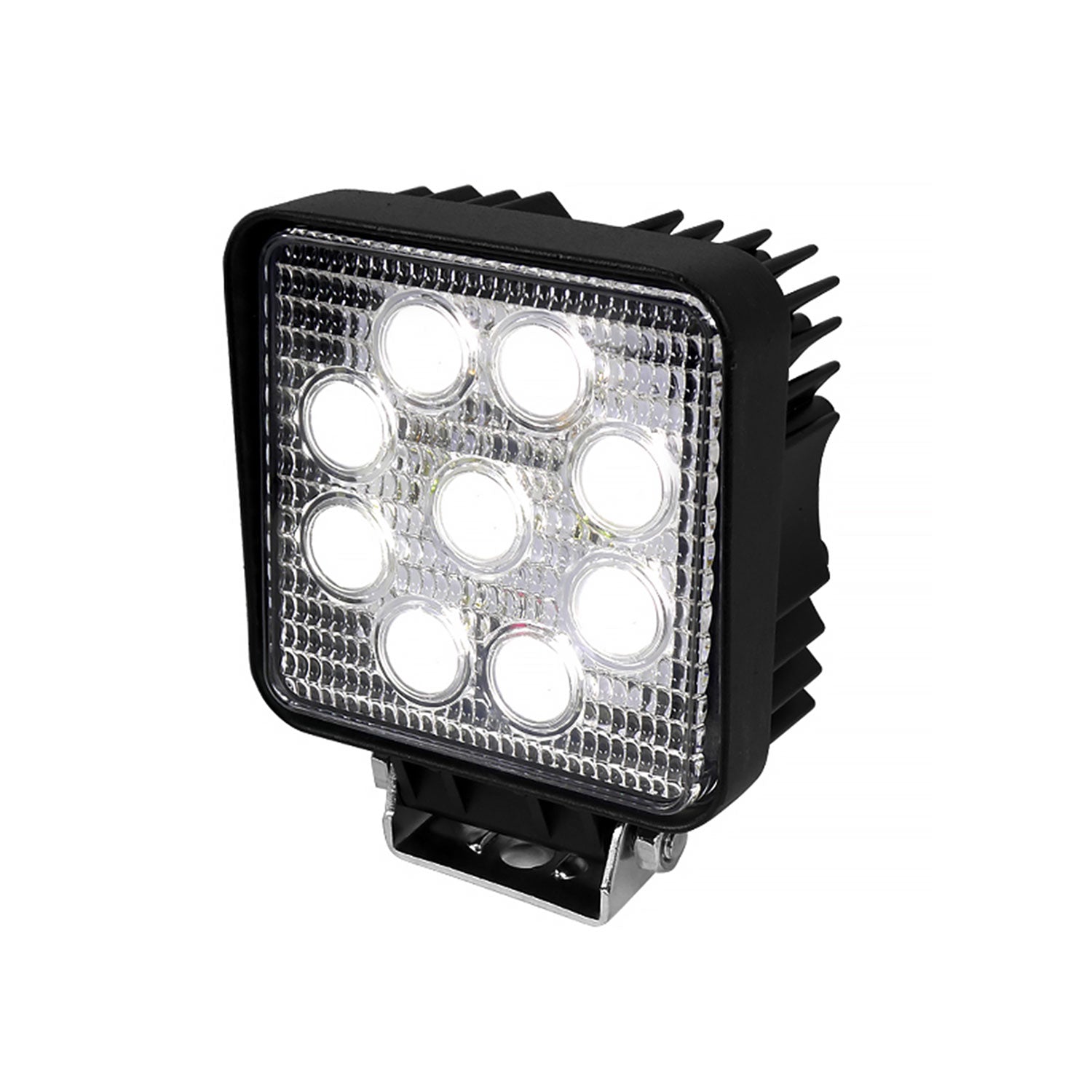Universal Off Road 6000K Flood Beam 27W 9-LED Fog Light Black Alu Housing/Glass