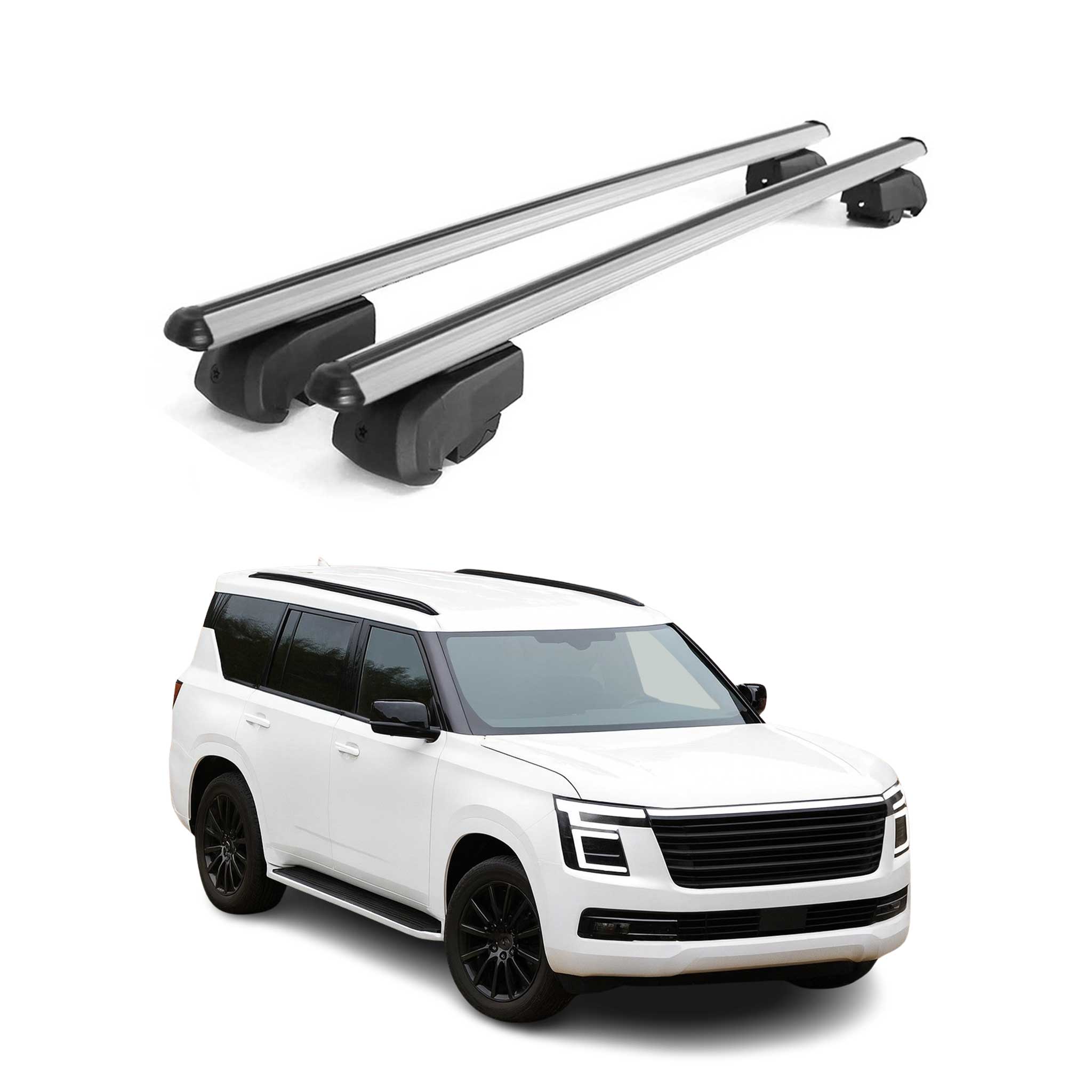 2025 Nissan Armada Roof Rack Cross Bars Luggage Carrier Alu Silver 2Pcs