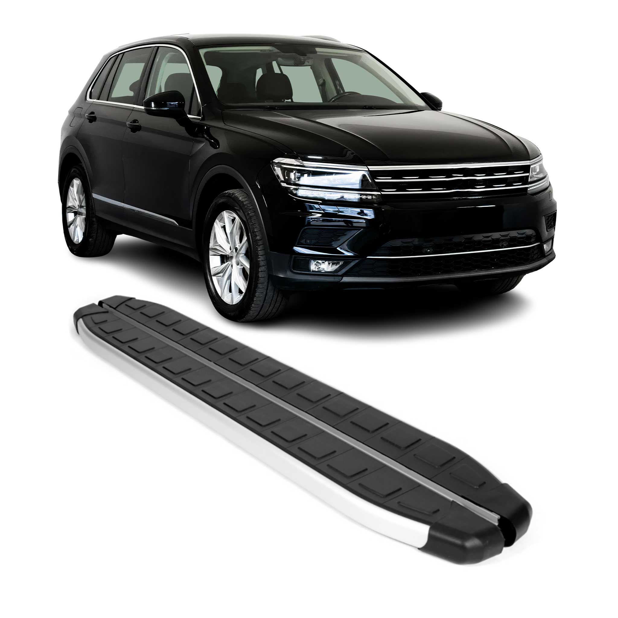 2018-2025 VW Tiguan Allspace Running Boards Side Steps Silver & Black