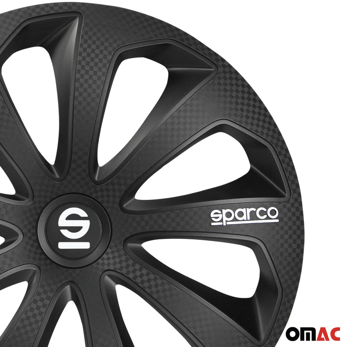 14" Sparco Sicilia Wheel Covers Hubcaps Black Carbon 4 Pcs