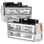 1994-1998 Chevy C10 C/K Tahoe Suburban LED Headlights &Corner Lights Chrome