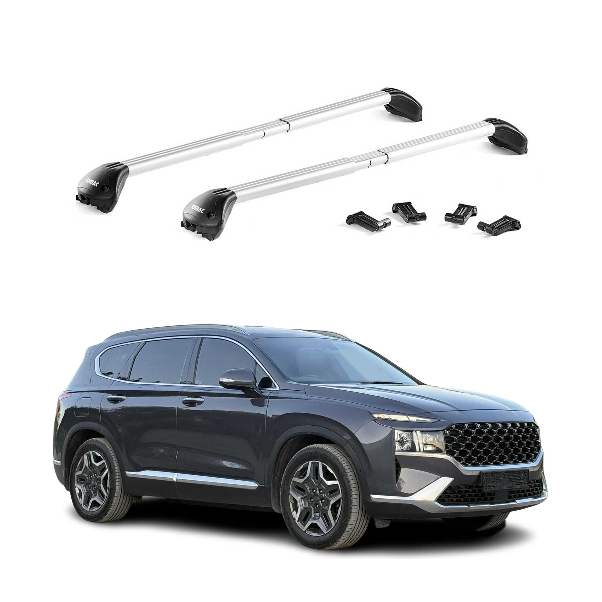 2019-2023 Hyundai Santa Fe Roof Rack Cross Bars Black Carrier 2 Pcs