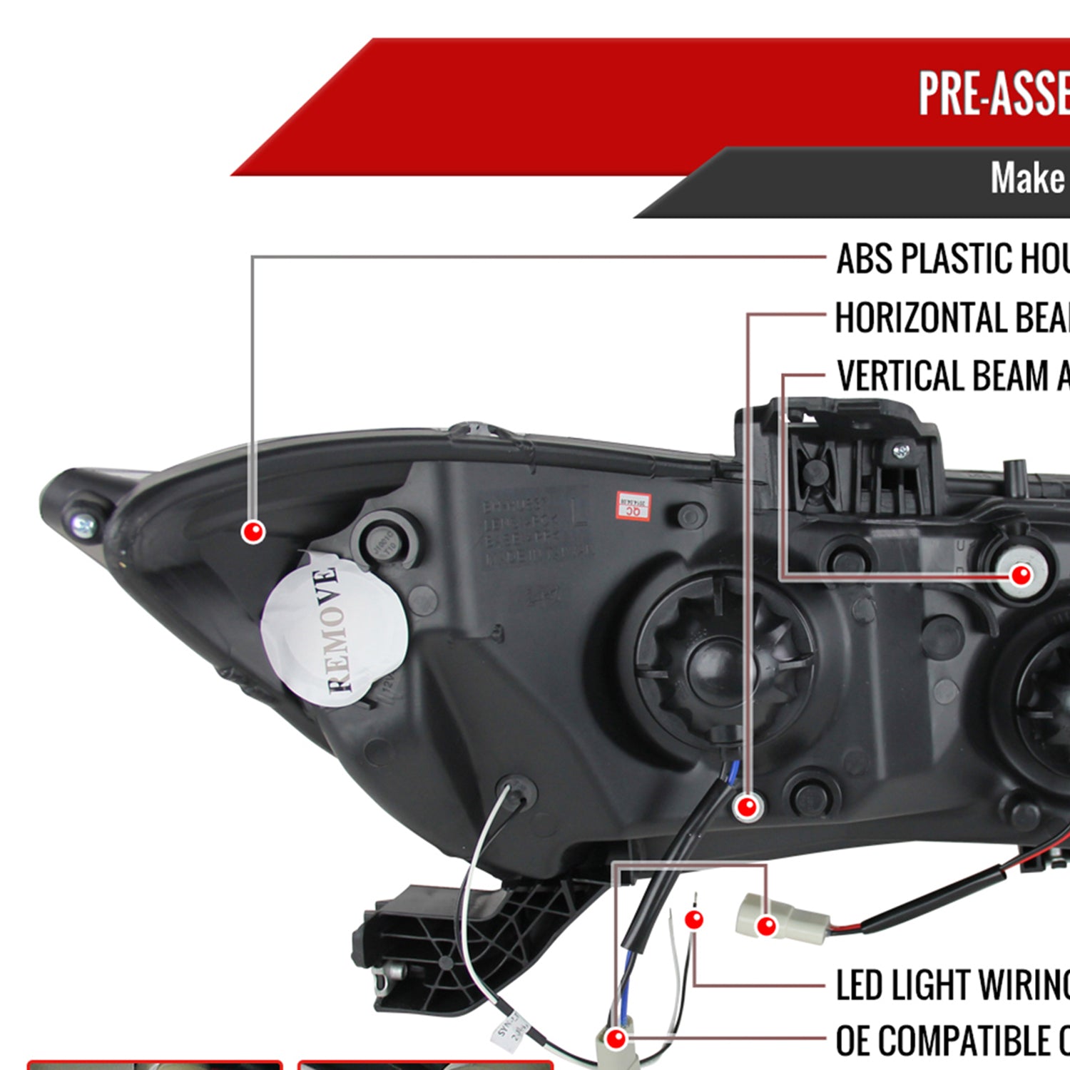 2012-2013 Honda Civic Coupe / 12-2015 Civic Sedan LED Bar Headlights Black