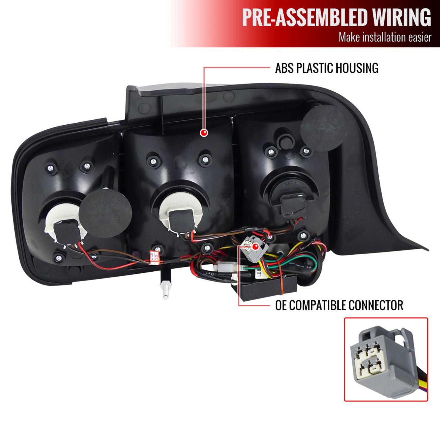 2005-2009 Ford Mustang Sequential LED Tail Lights Chrome Housing/Clear Lens