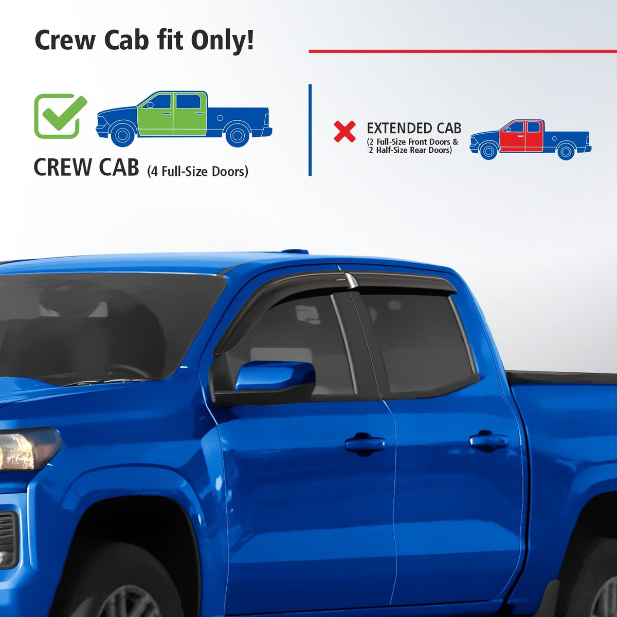 Goodyear Wind Deflectors for Chevrolet Colorado 2023-2026 Crew Cab Smoke 4Pcs