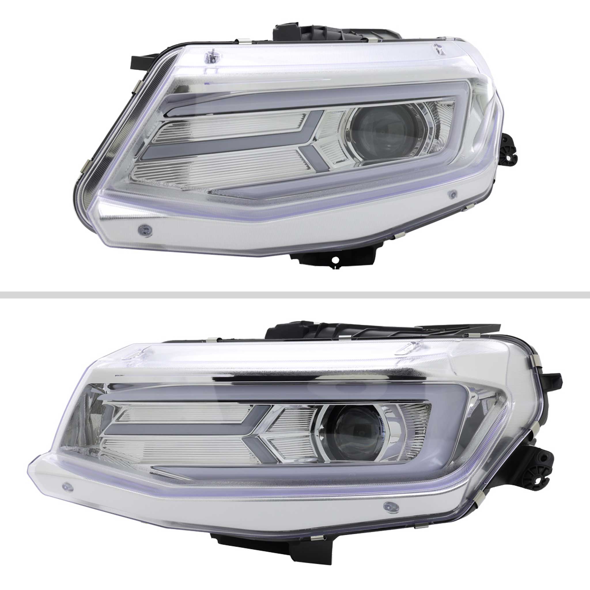 For Chevrolet Camaro 2016-2018 LED Strip Projector Headlights Turn Signal Lights Chrome Housing Clear Lens