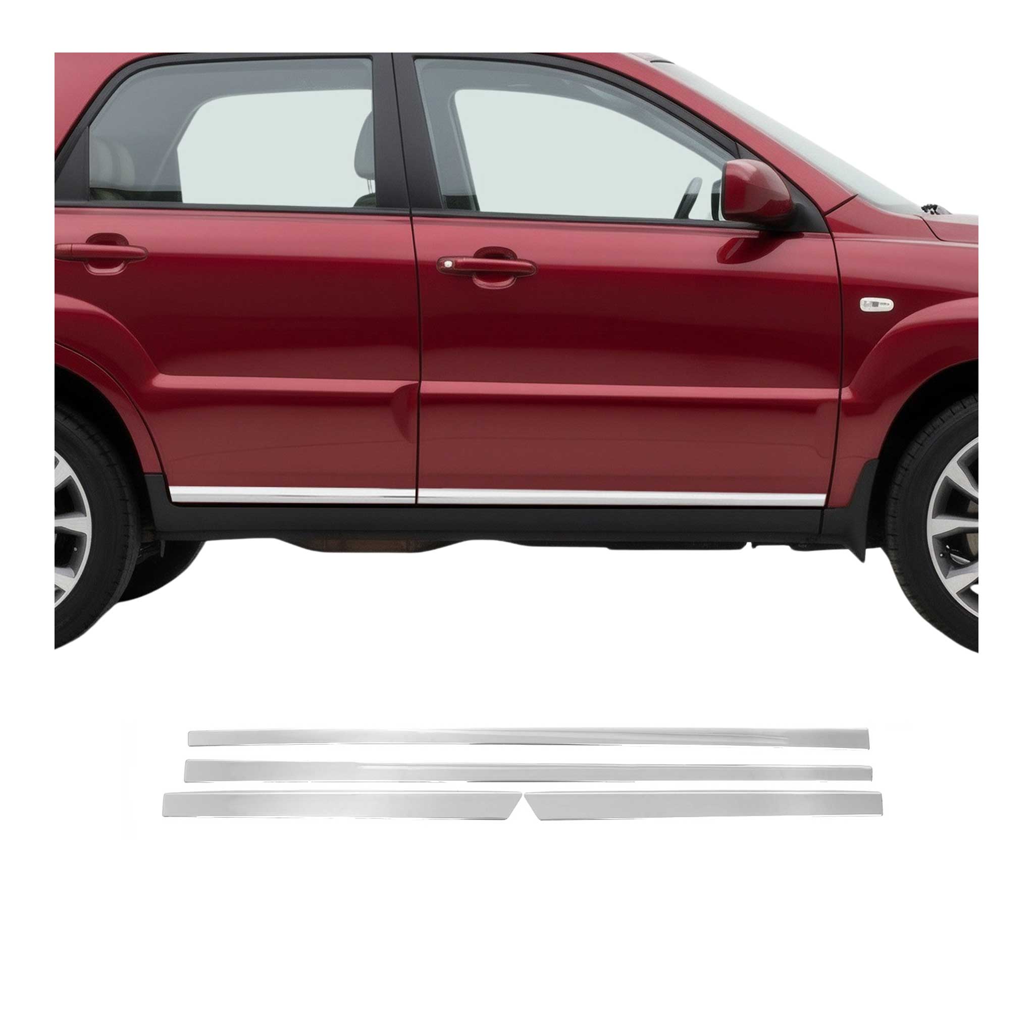 2011-2016 Kia Sportage Side Door Molding Trim Skirt Garnish Stainless Steel Silver 4Pcs