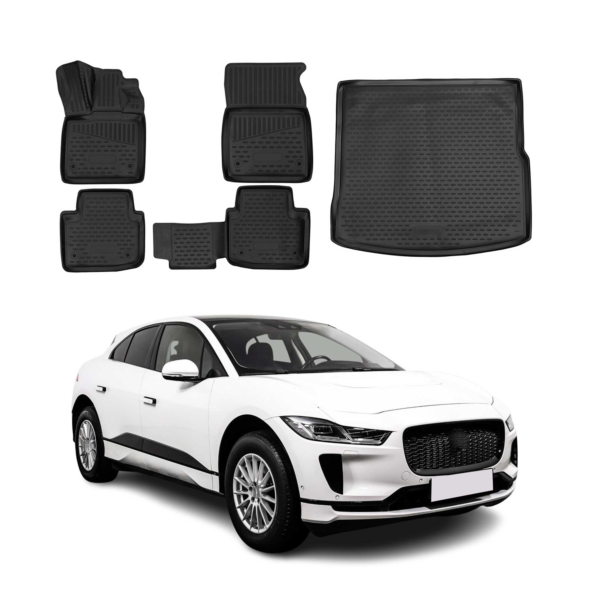 2019-2025 Jaguar I-Pace Floor Mats & Cargo Liner Full Set All Weather Black