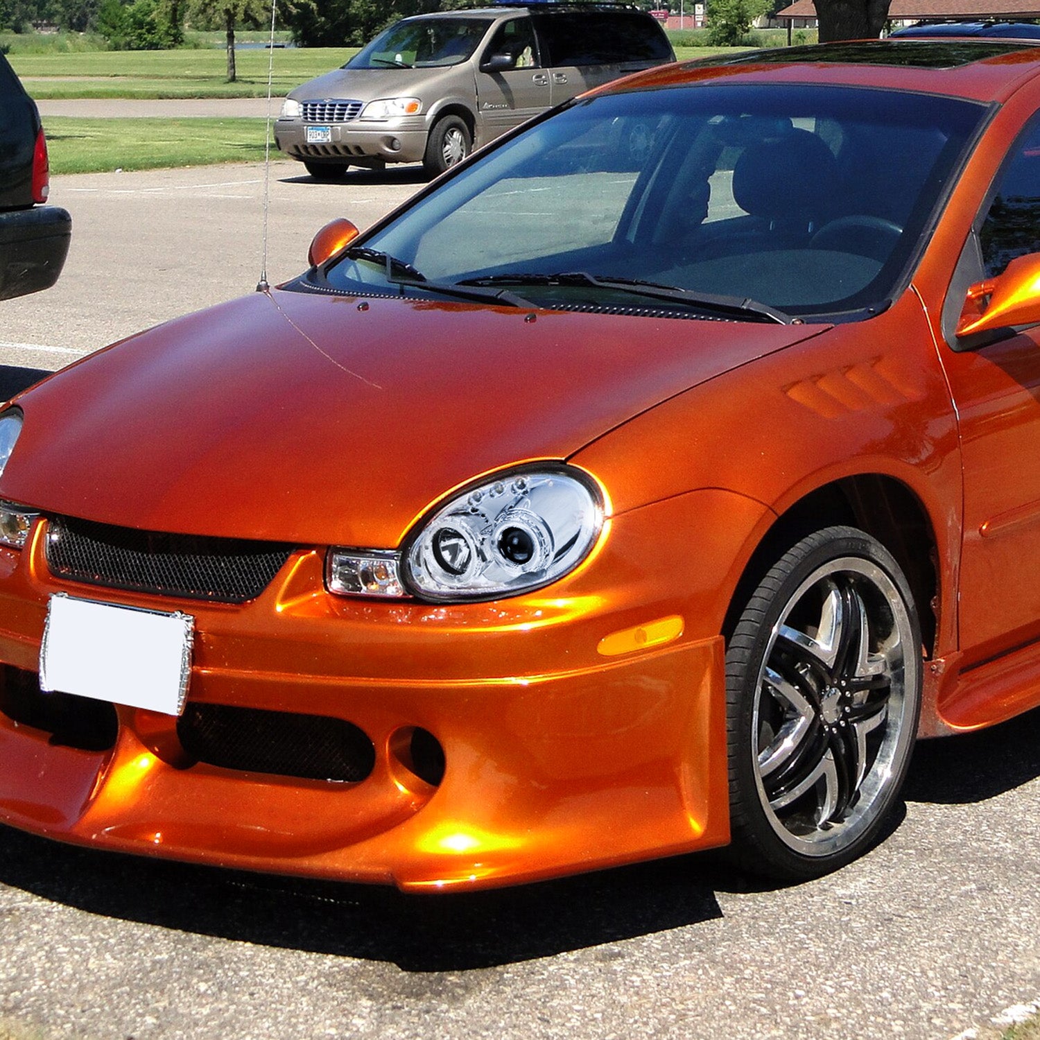 2000-2002 Dodge Plymouth Neon Dual Halo Projector Headlights Chrome/Clear Lens