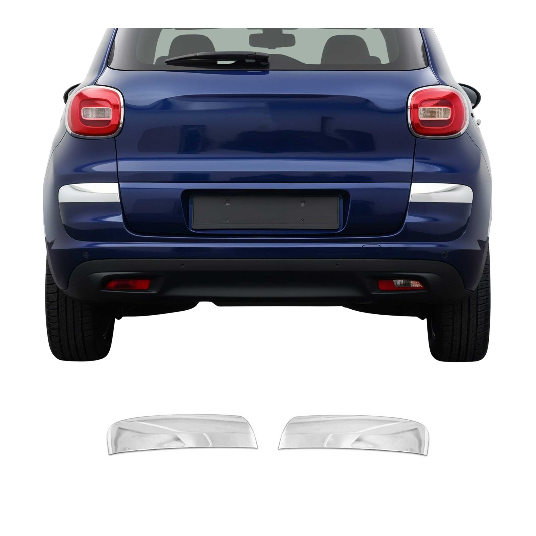 2018-2020 Fiat 500L Rear Trunk Molding Trim Stainless Steel Silver 2 Pcs