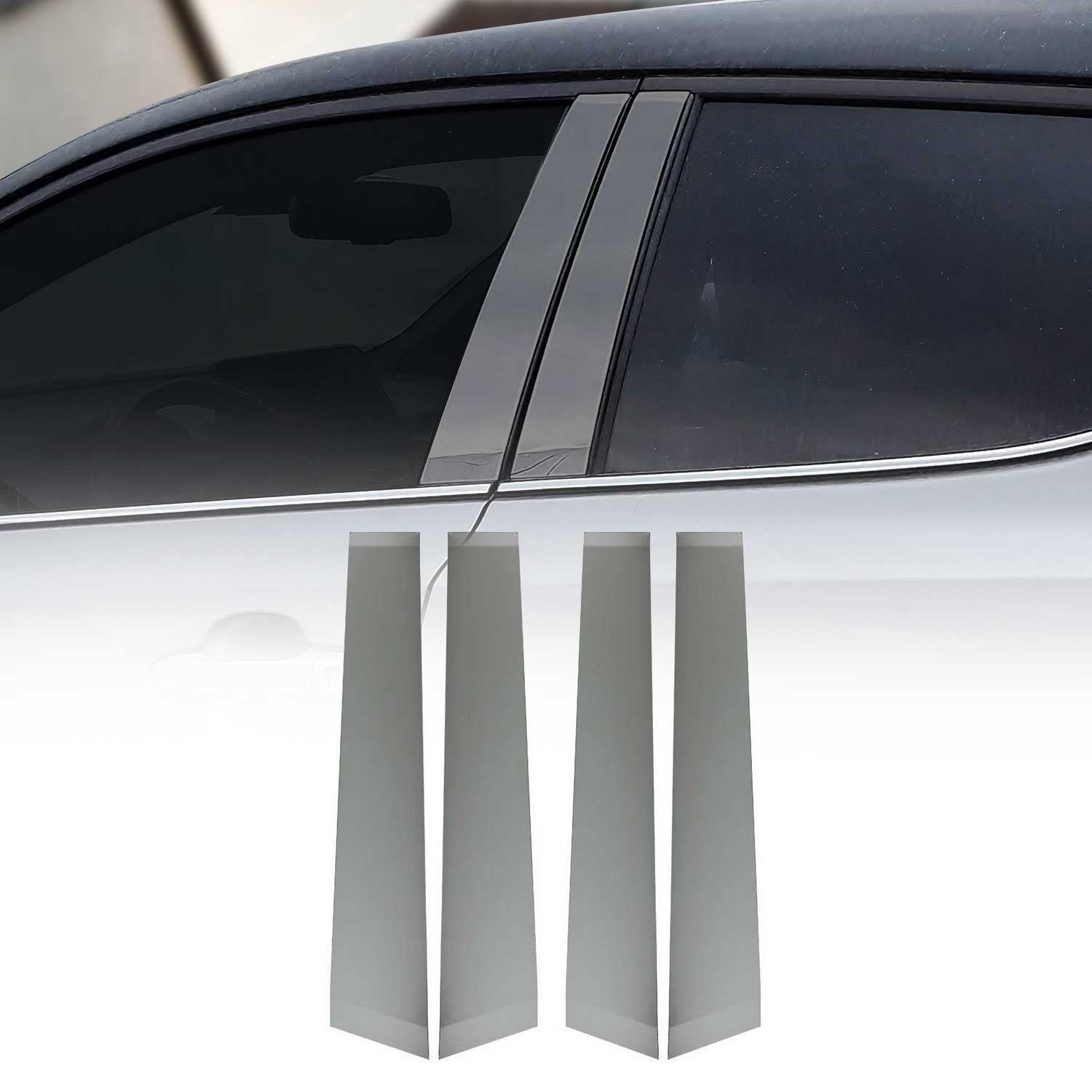 2018-2022 Toyota C-HR Window B Pillar Posts Door Trim Cover Stainless Steel Dark 4x