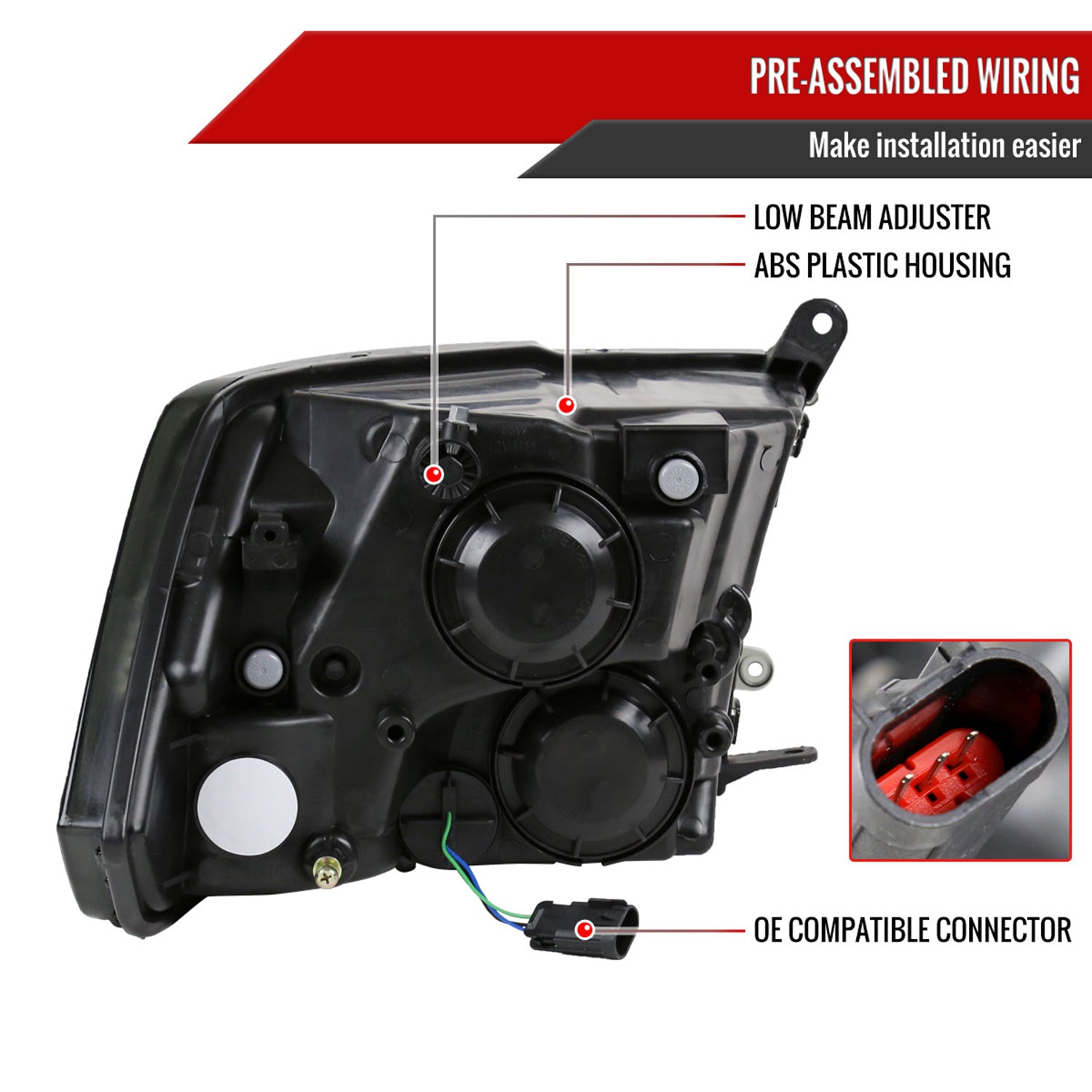 2009-2018 Dodge RAM 1500/ RAM 2500 3500 Factory Quad Headlights Chrome