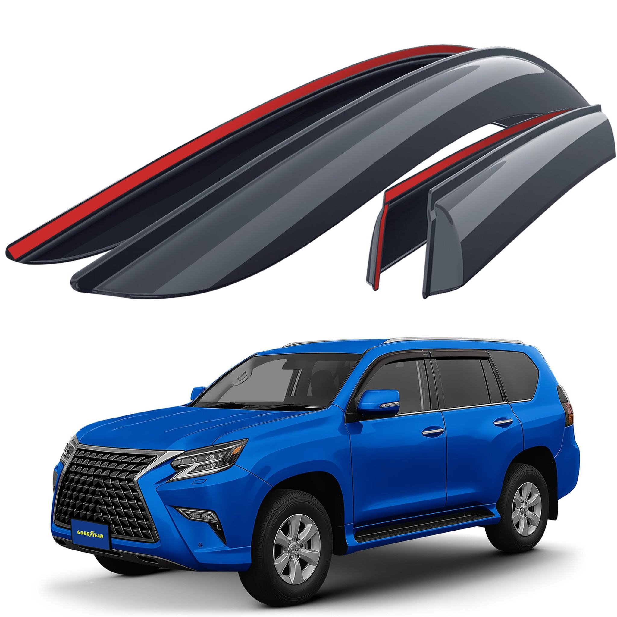 Goodyear Wind Deflectors for Lexus GX 460 2010-2023 Tape-On Premium Smoke 4Pcs