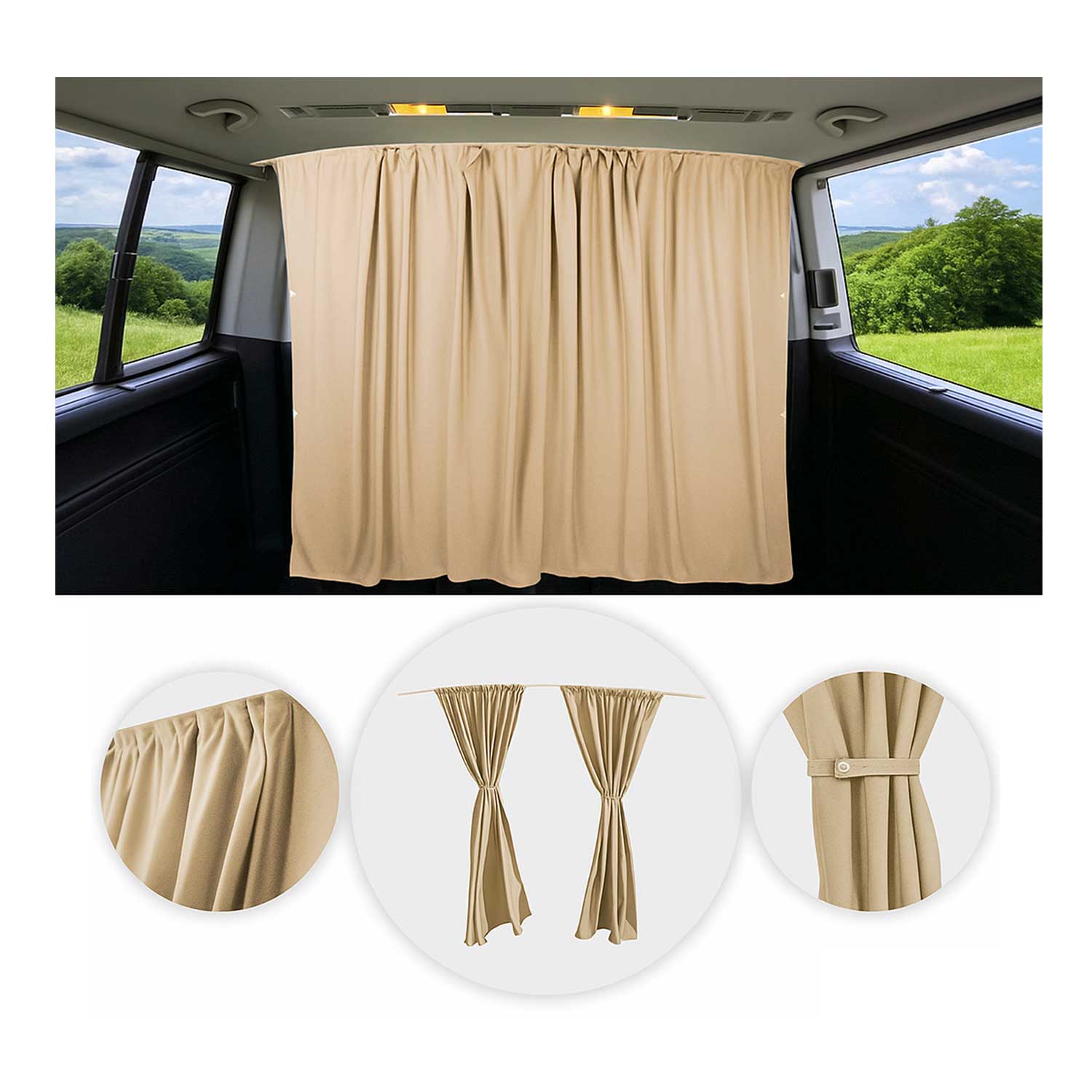 Chevrolet Astro Cabin Divider Curtains Privacy Curtains Beige 2 Curtains