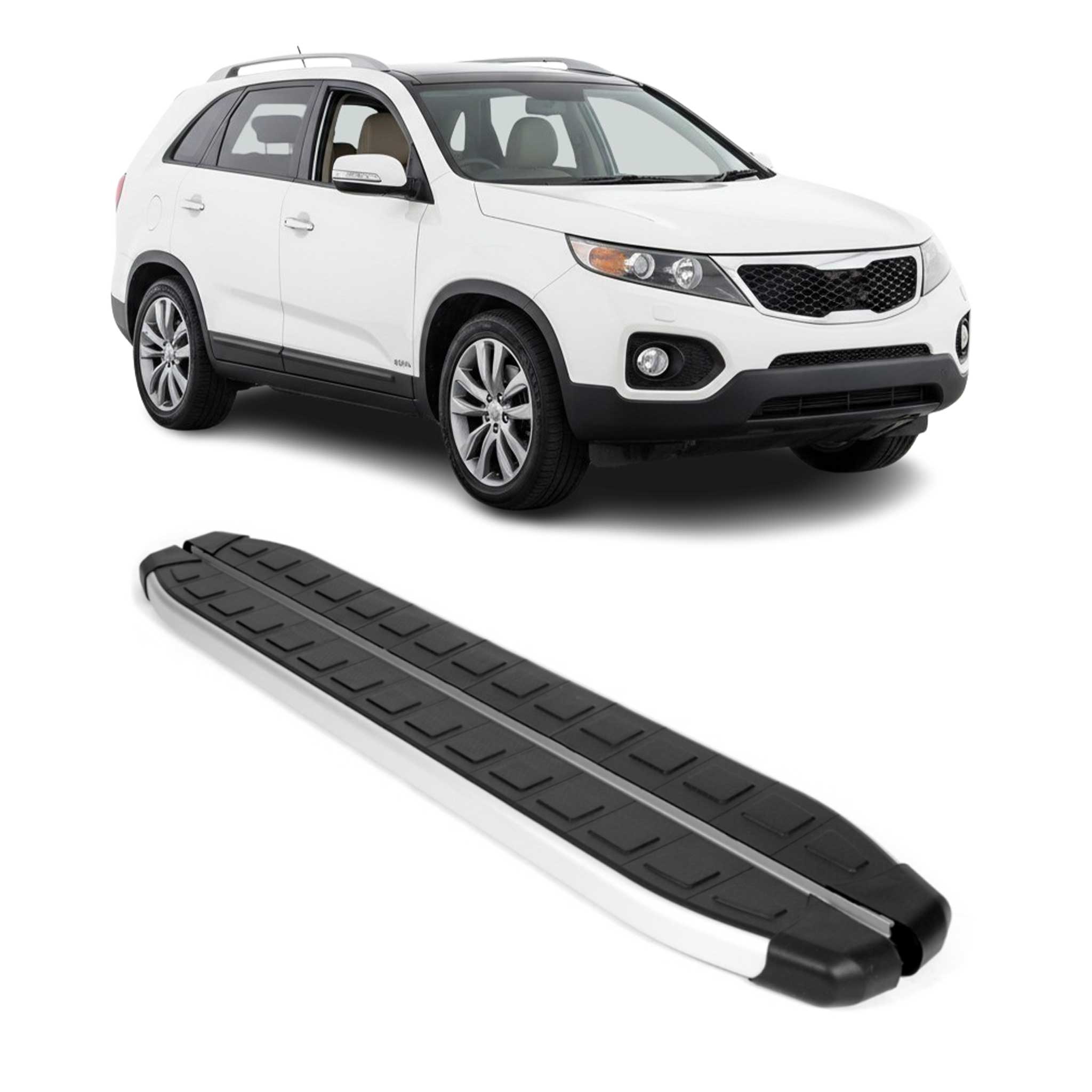 2011-2013 Kia Sorento Running Boards Side Steps Silver & Black