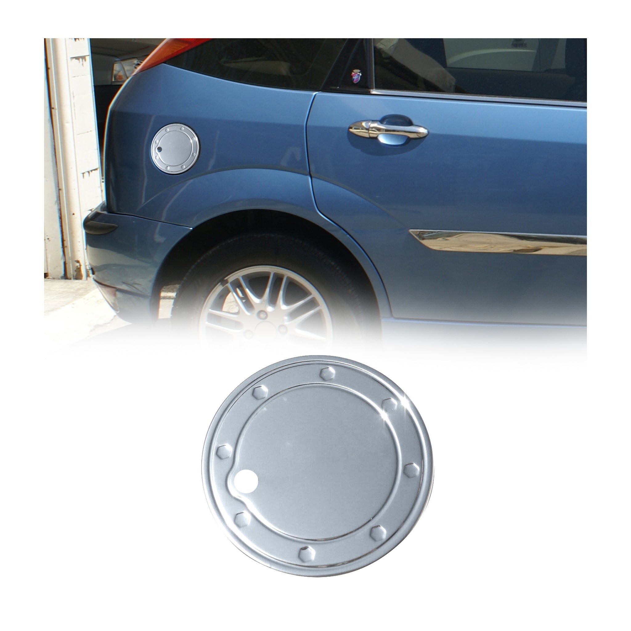 2000-2004 Ford Focus Fuel Caps Cover Gas Cap Cover Stainless Steel Silver 1Pc