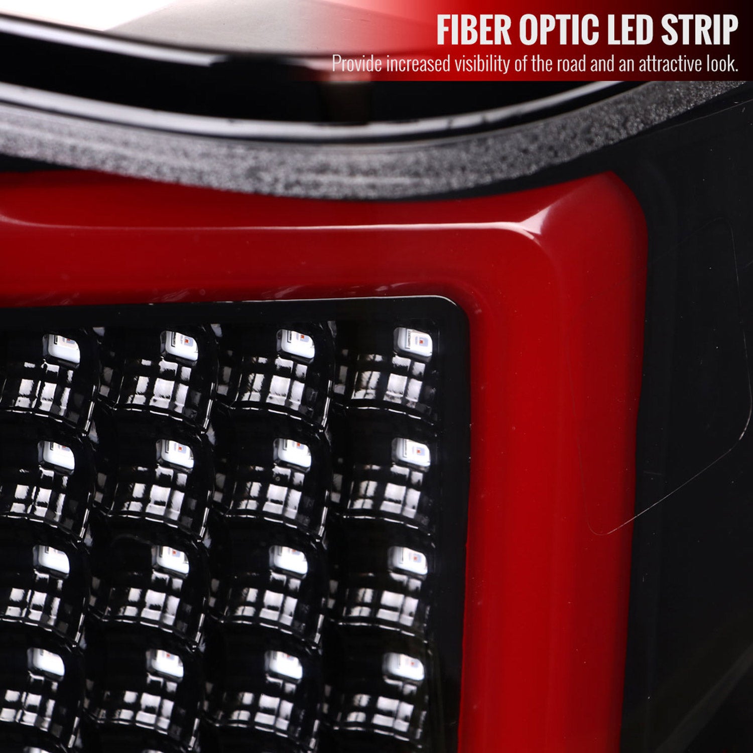 2004-2015 Nissan Titan LED Tail Lights with Red LED Tube Jet Black/Clear Lens