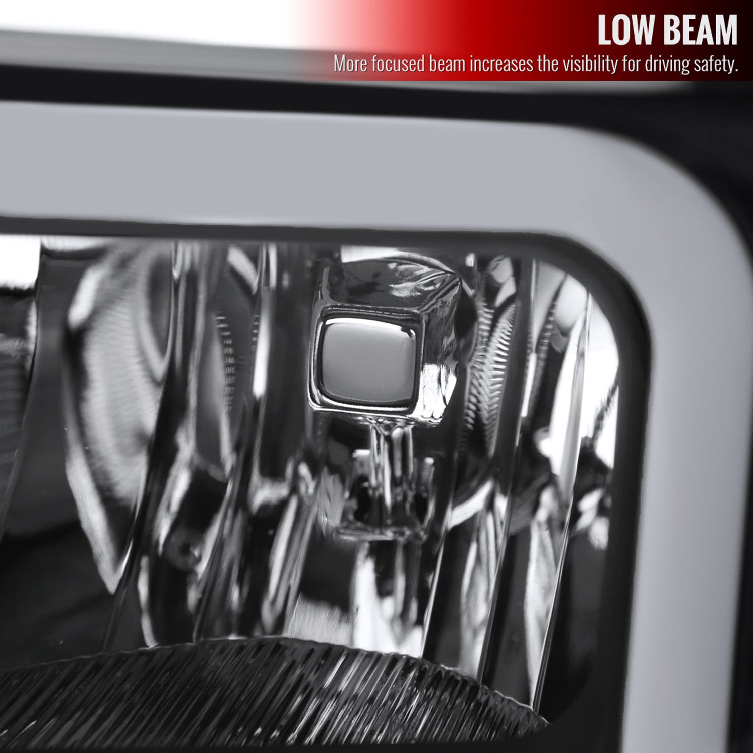 2014-2015 Chevy Silverado 1500 LED Bar Factory Headlights Matt Black/Clear