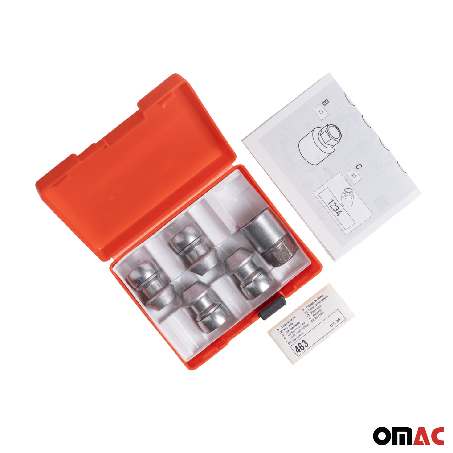 Wheel Lock Kit for Land Rover LR2 M14X1,5 Nut Galvanized Silver 4Locks & 1Key