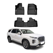 2020-2025 Hyundai Palisade Premium Floor Mats Liners First and Second Row Set Black