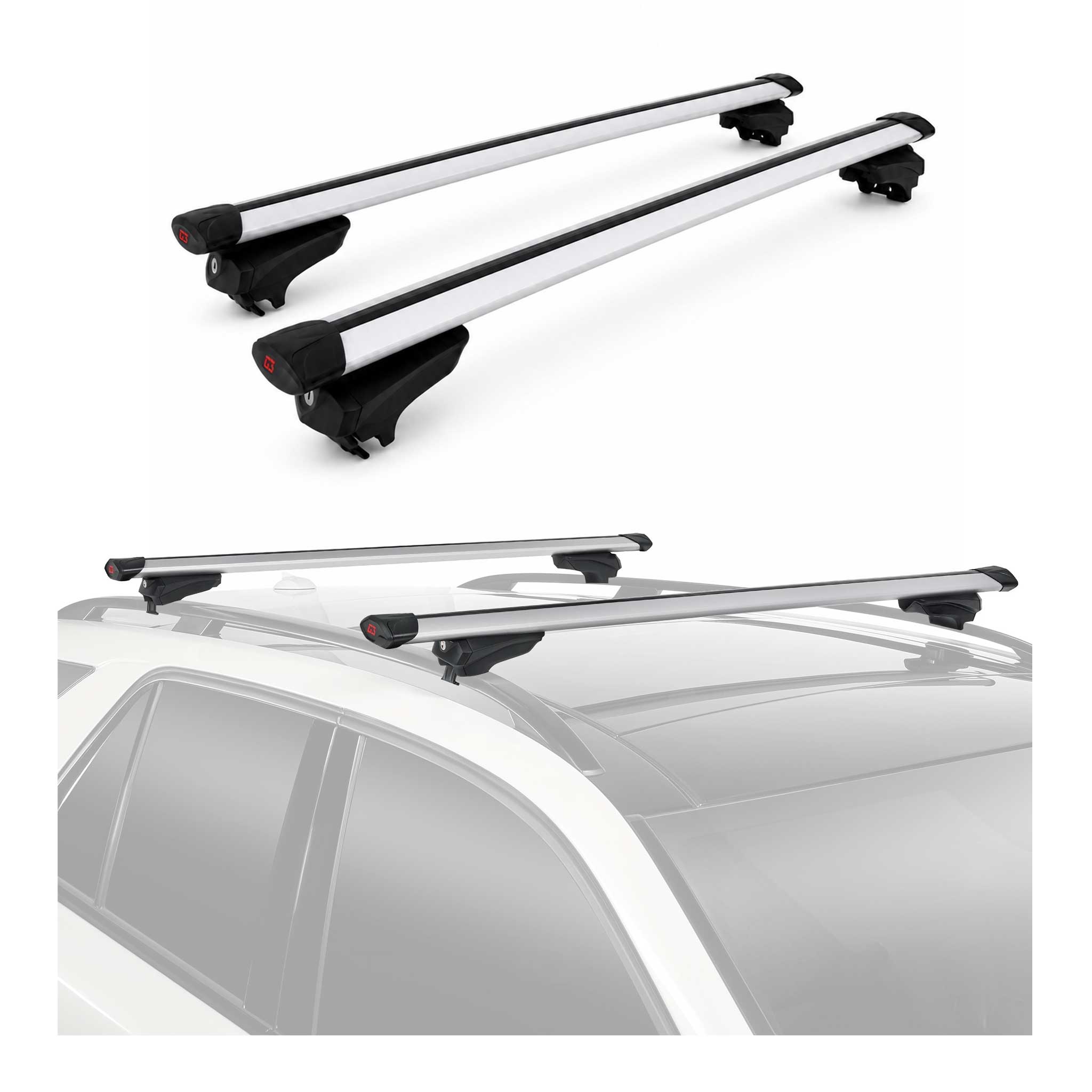 G3 Roof Racks for Audi 100 Wagon 1991-1994 Aluminium Lockable 2Pcs Gray