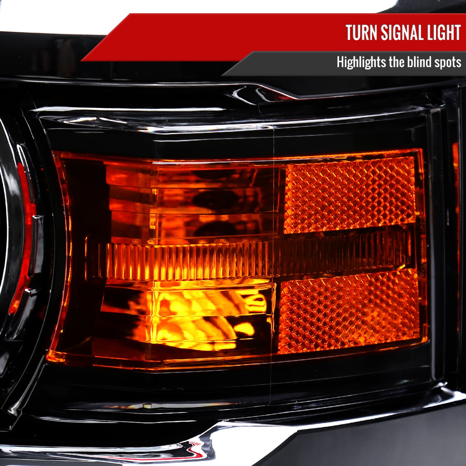 2014-2015 Chevy Silverado 1500 Projector Headlights Glossy Black/Clear Lens