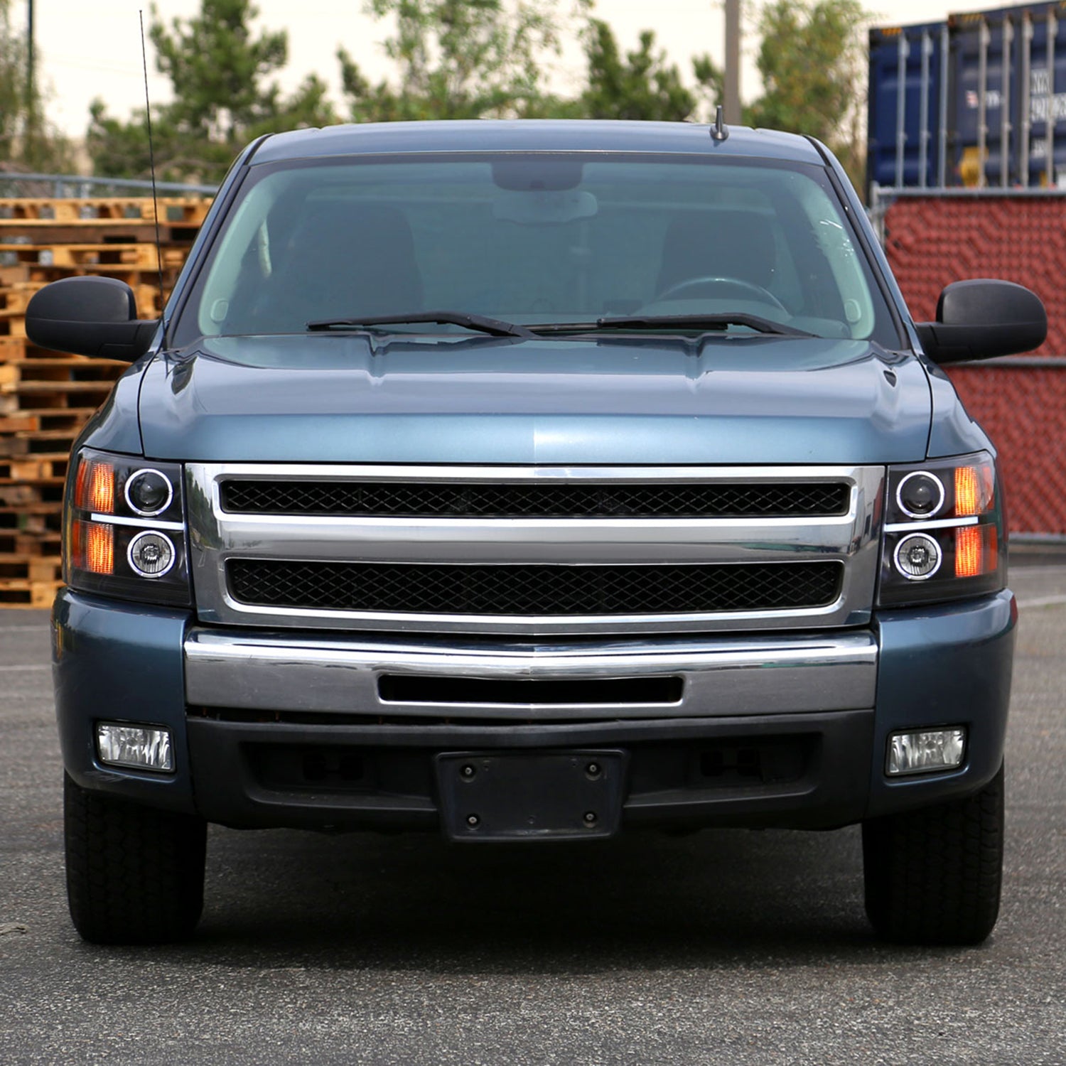 2007-2013 Chevy Silverado 1500 2500HD 3500HD Dual Halo LED Headlights Black