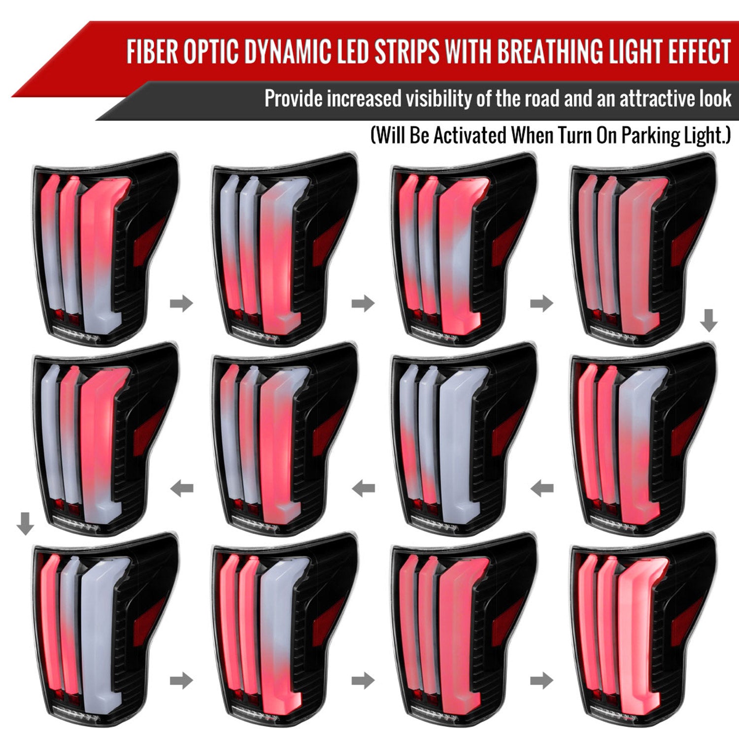 2007-2013 Toyota Tundra Sequential White LED Bar Tail Lights Matte Black/Clear