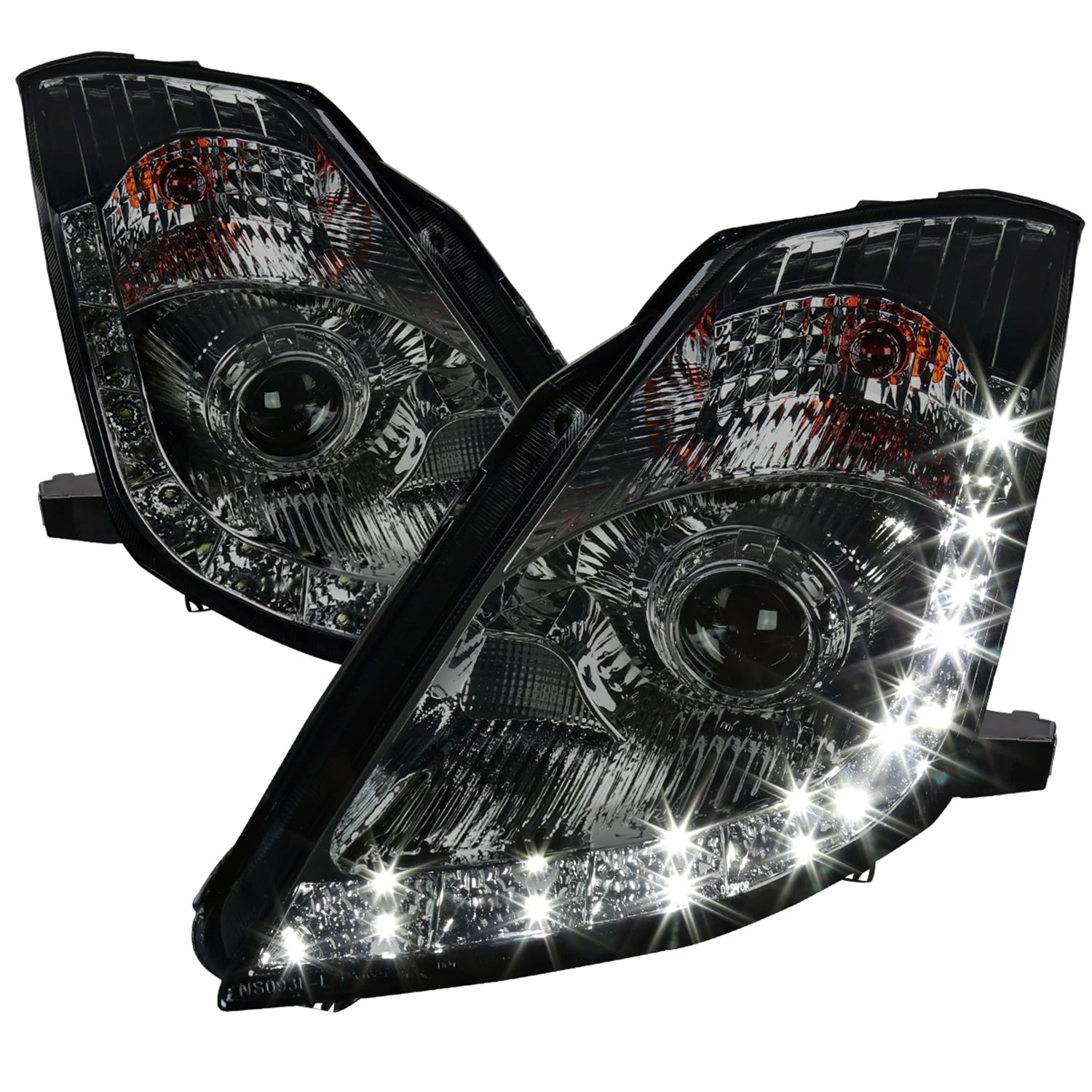 2006-2009 Nissan 350Z SMD LED Light Strip Projector Headlights Chrome/Smoke