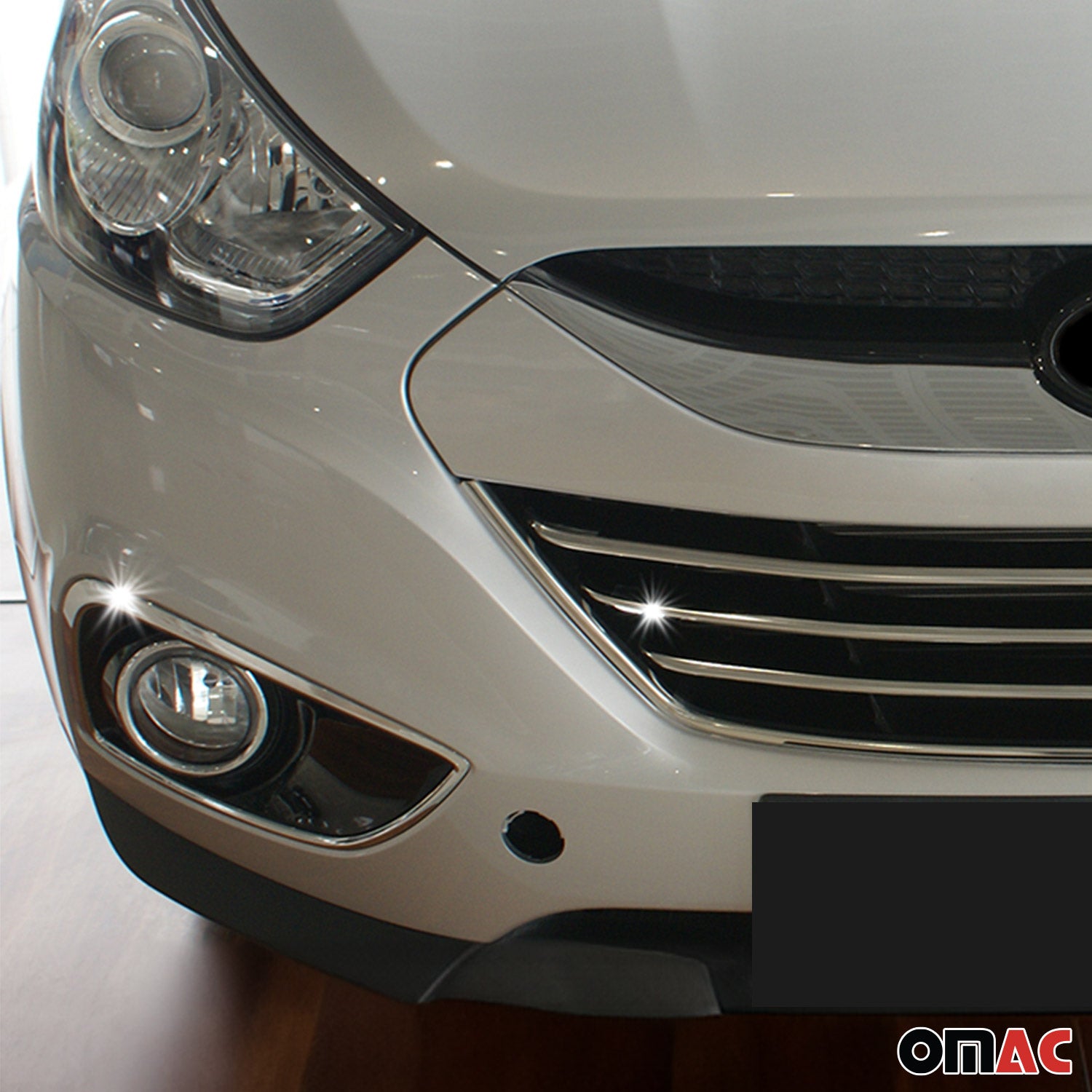 2010-2015 Hyundai Tucson Front Bumper Grill Trim Molding Stainless Steel Silver 4 Pcs
