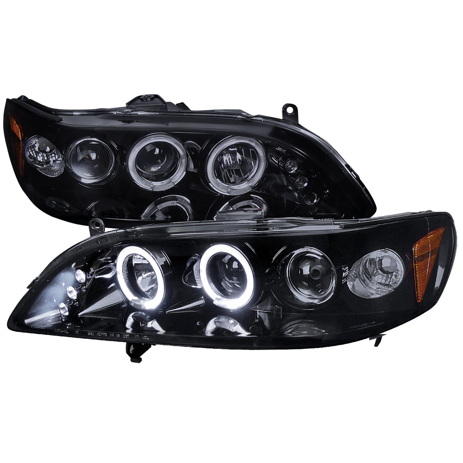 1998-2002 Honda Accord Dual Halo Projector Headlights Glossy Black/Smoke Lens