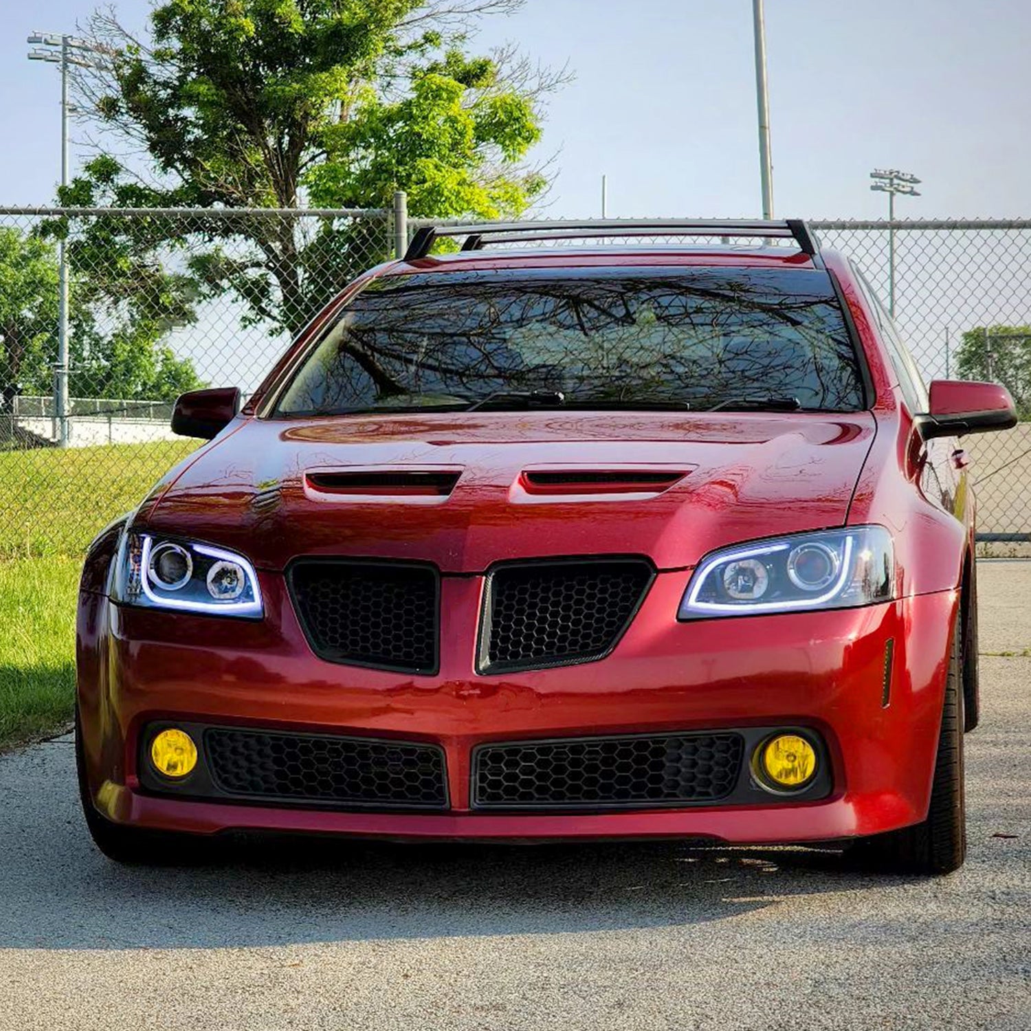 2008-2009 Pontiac G8 LED Bar Projector Headlights Glossy Black/Smoke Lens