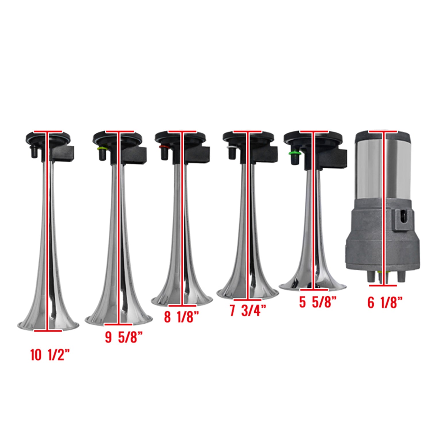 "La Cucaracha" Chrome Music Horn 125DB 12v 5 Trumpet with Compressor