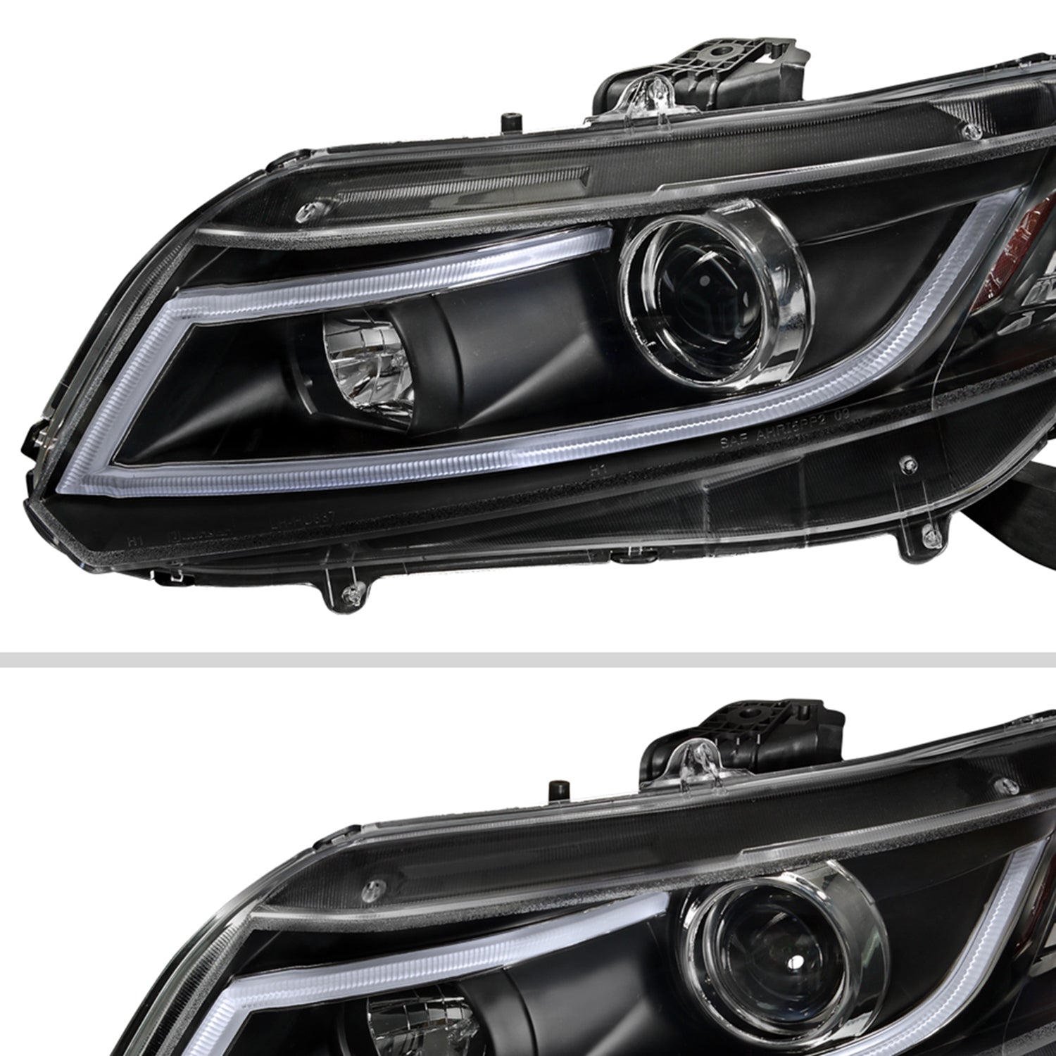 2012-2013 Honda Civic Coupe / 12-2015 Civic Sedan LED Bar Headlights Black