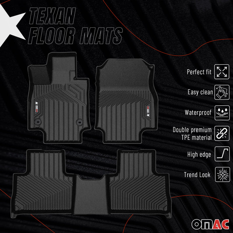 2019-2025 Toyota RAV4 Premium Floor Mats Liners First and Second Row Set Black