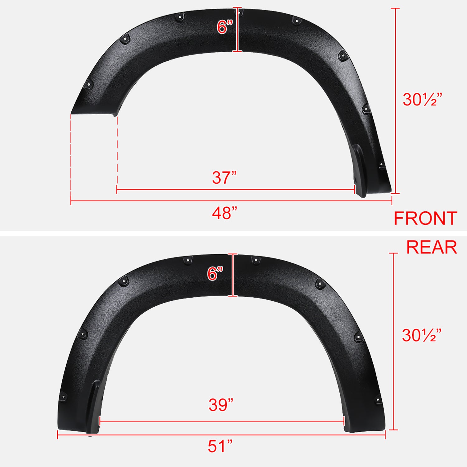 2019-2024 Dodge RAM 1500 Textured Rivet Style Fender Flares Wheel Protector