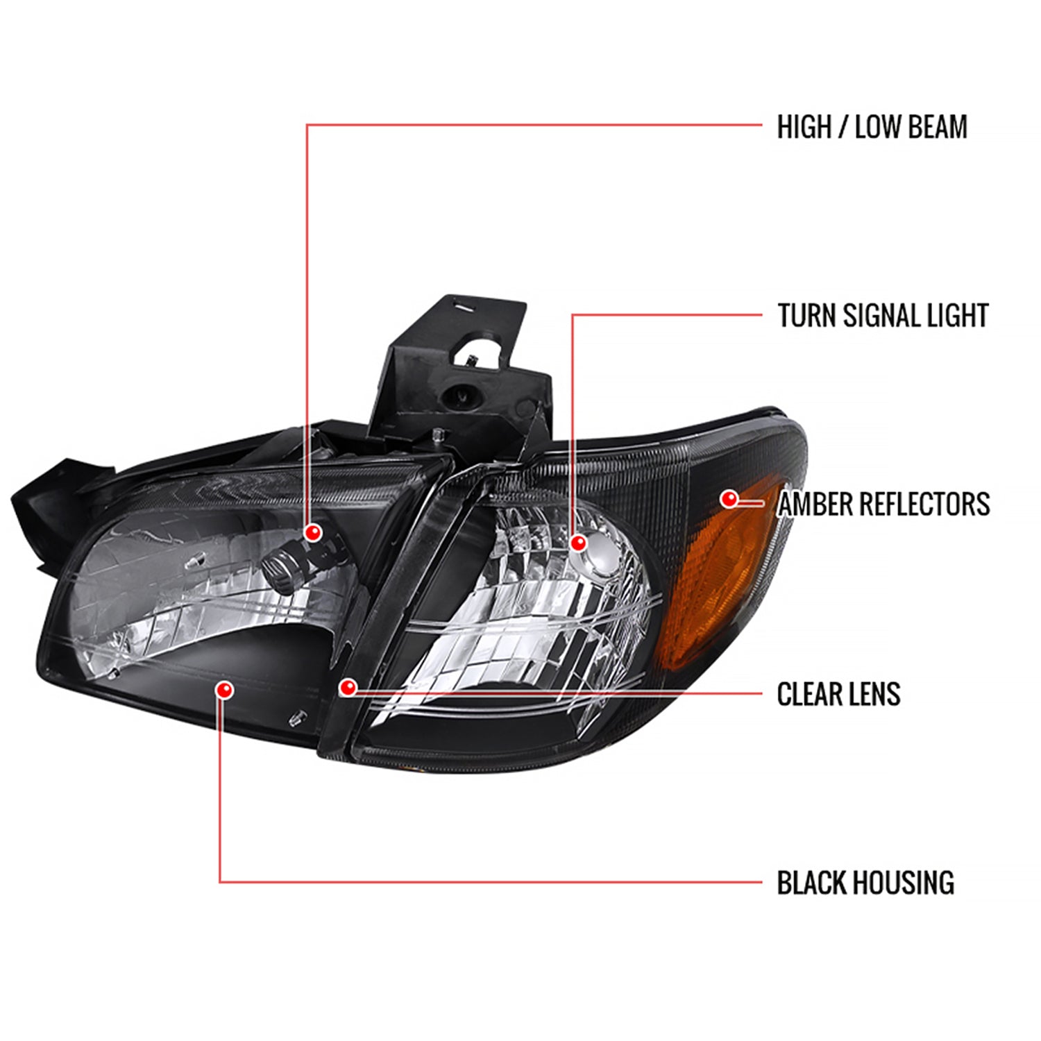 1997-2005 Chevy Venture Pontiac Montana/Trans Sport Crystal Headlights Black