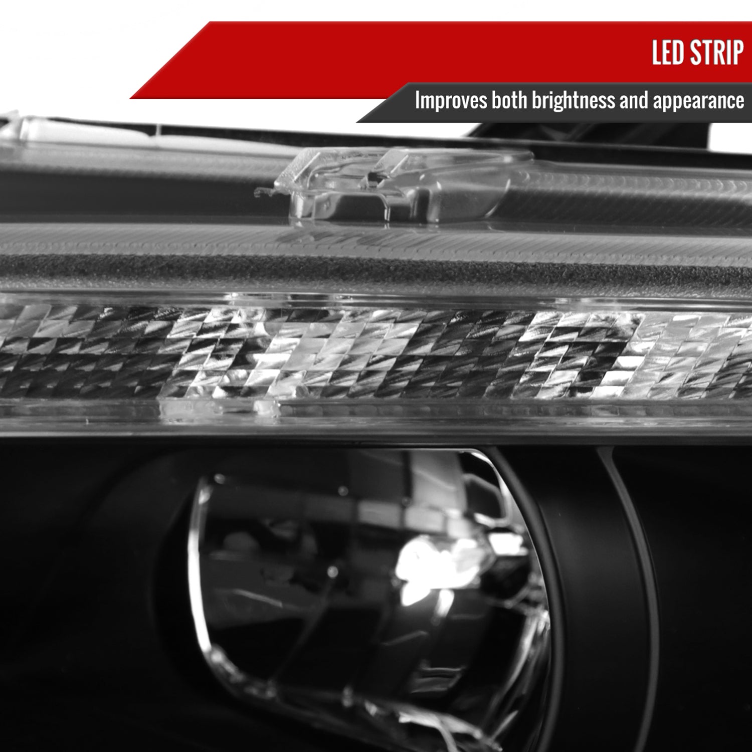 2010-2012 Ford Fusion Projector Headlights w/ LED Light Strip Matt Black/Clear