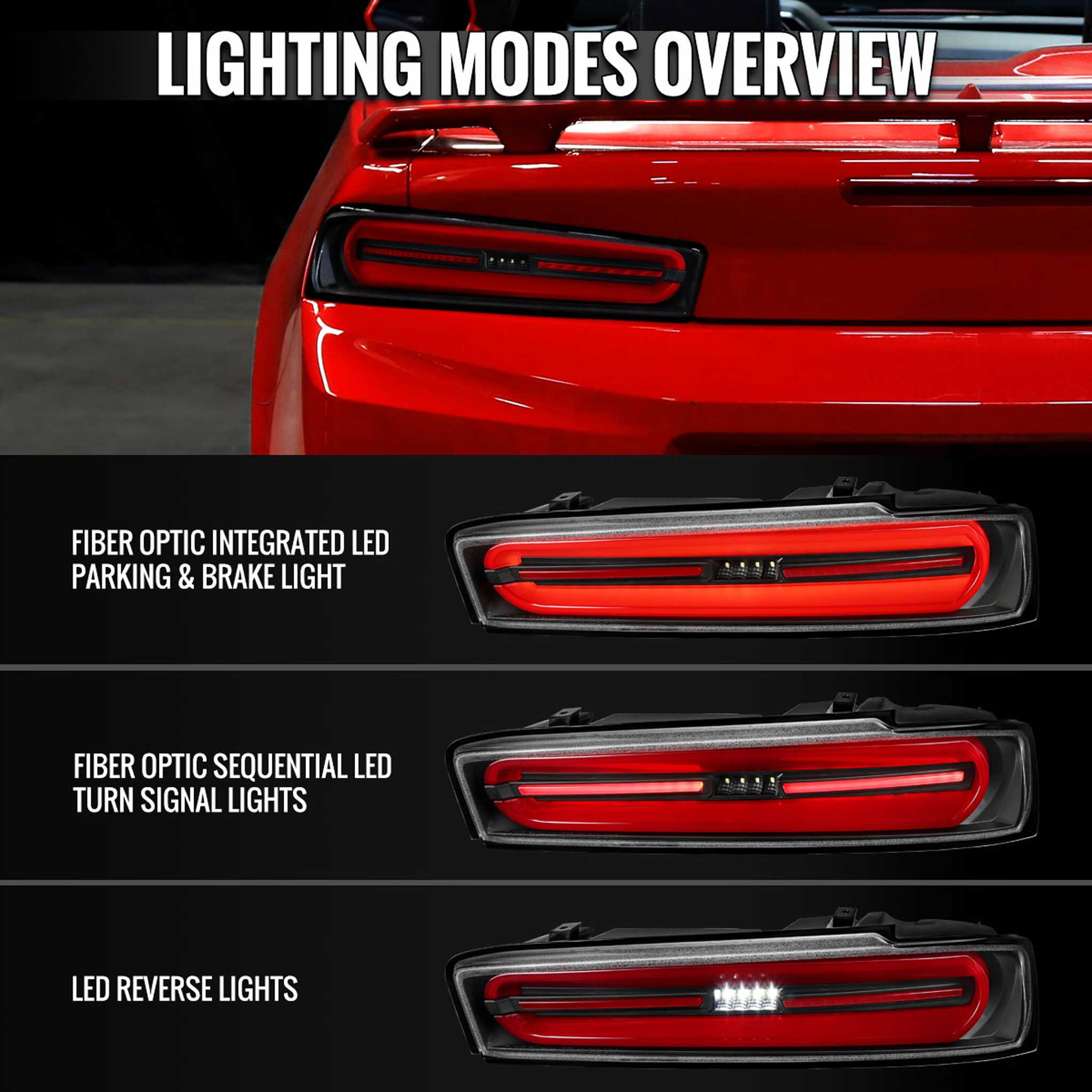 For Chevrolet Camaro 2016-2018 Full LED Tail Light Sequential Signal For OE LED