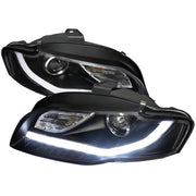 2006-2008 Audi A4 R8 Style LED Light Bar Projector Headlights Matt Black/Clear