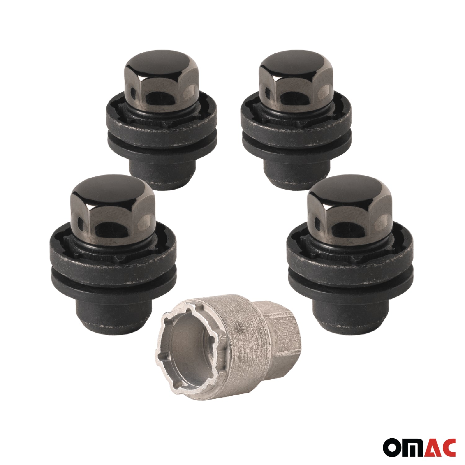 Wheel Lock Kit for LEXUS ES NX RX5 UX M12X1,5 Nut Chromed Black 4Locks & 1Key