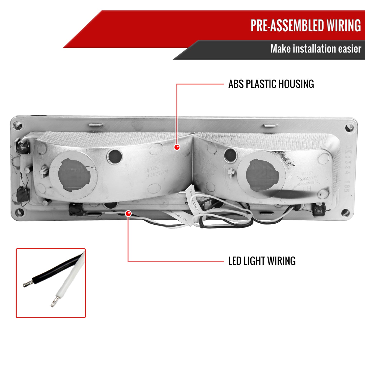 1988-1998 Chevy/GMC C10 C/K LED Strip Bumper Corner Signal Lights Chrome/Smoke